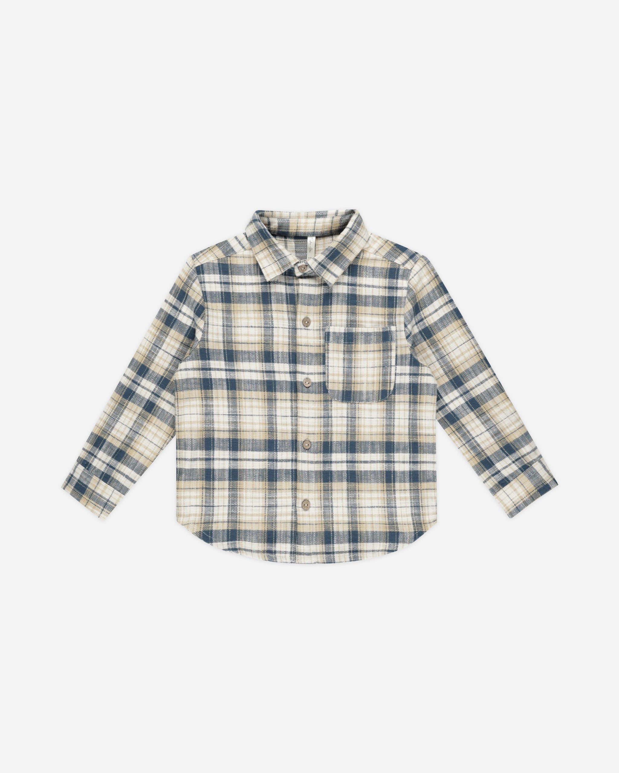 Collared Long Sleeve Shirt || Indigo Plaid