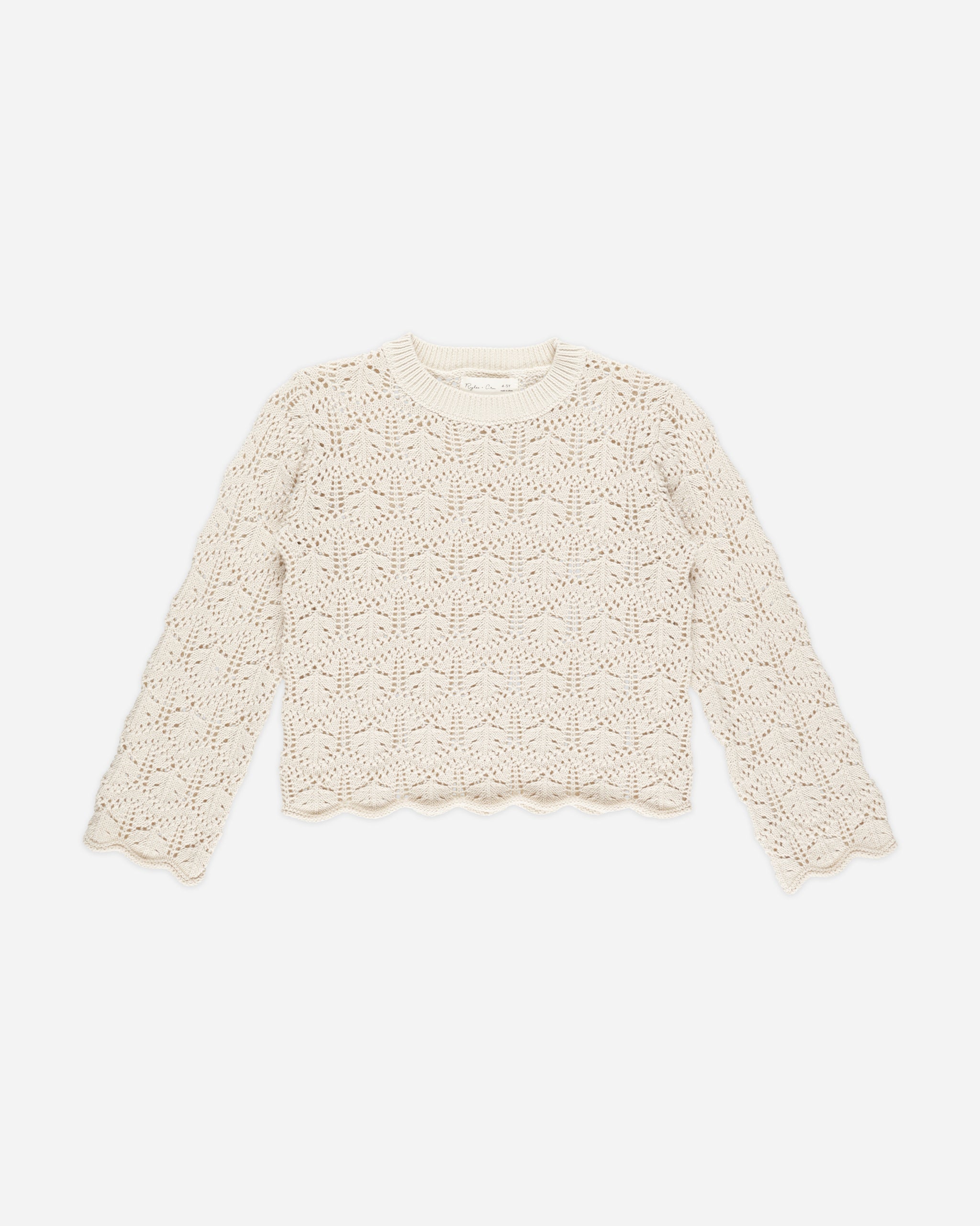 Crochet Knit Pullover || Natural