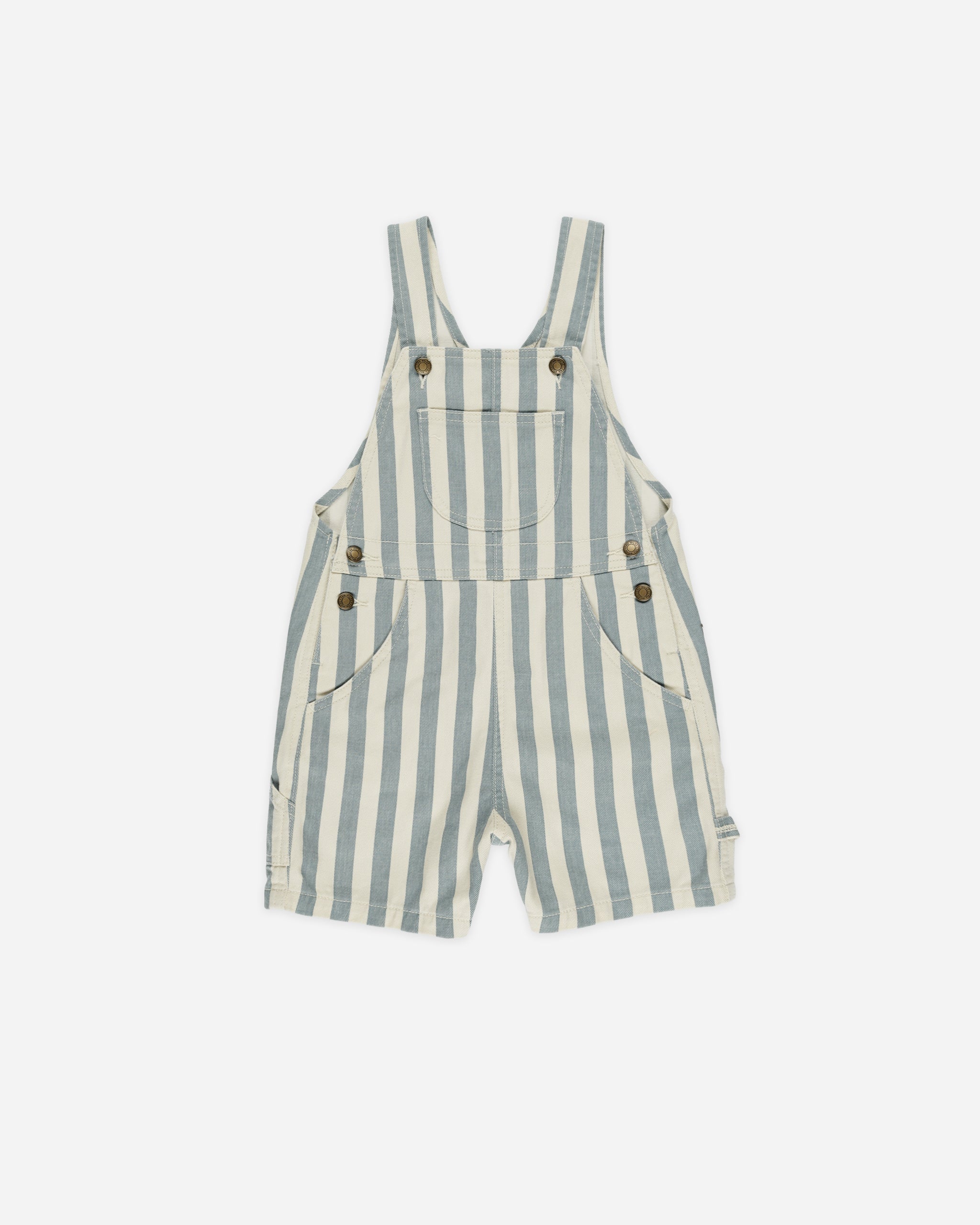 Denim Shortalls || Ocean Stripe