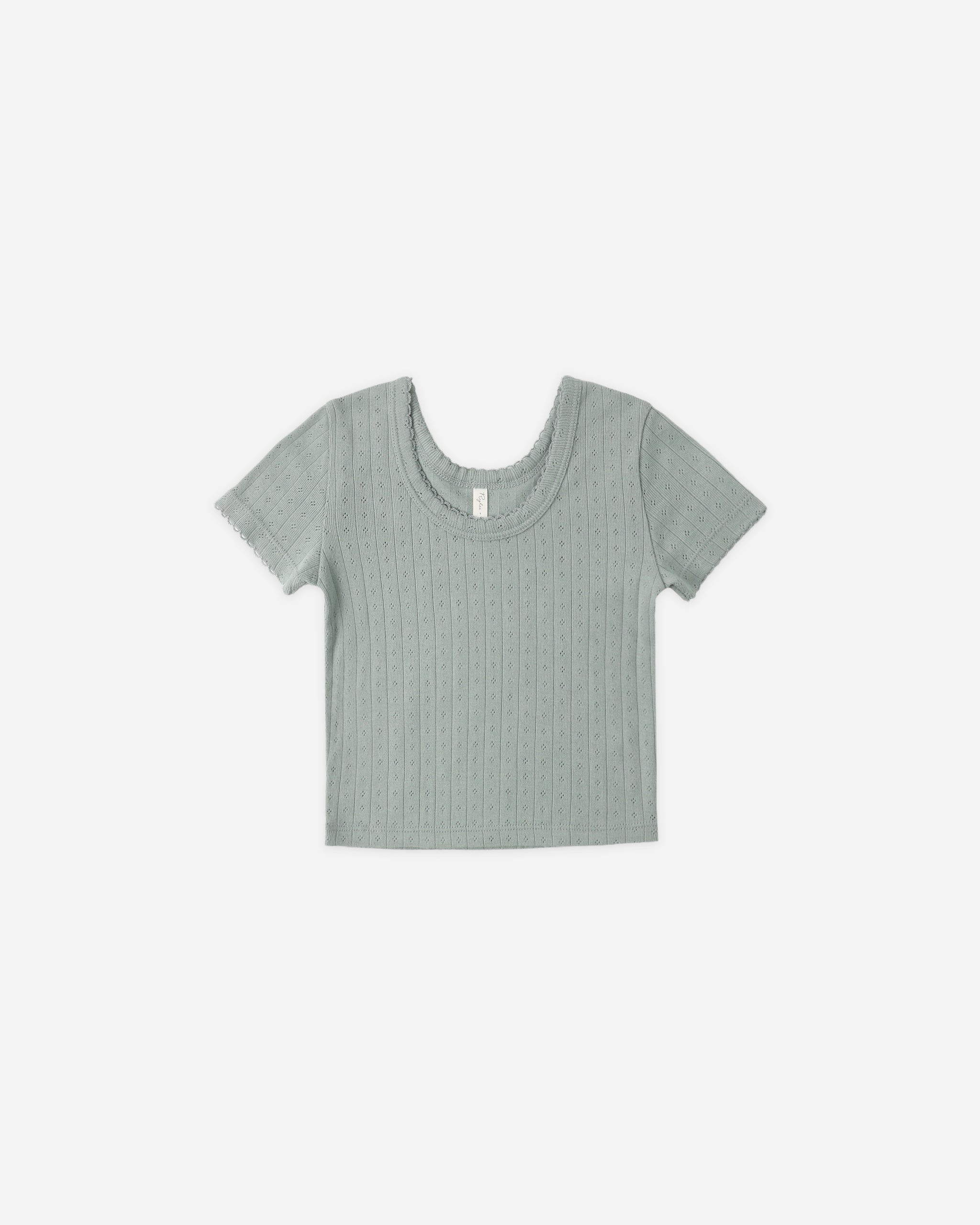 Pointelle Tee Sea Green - Rylee + Cru | Kids Clothes | Trendy Baby Clothes | Modern Infant Outfits |