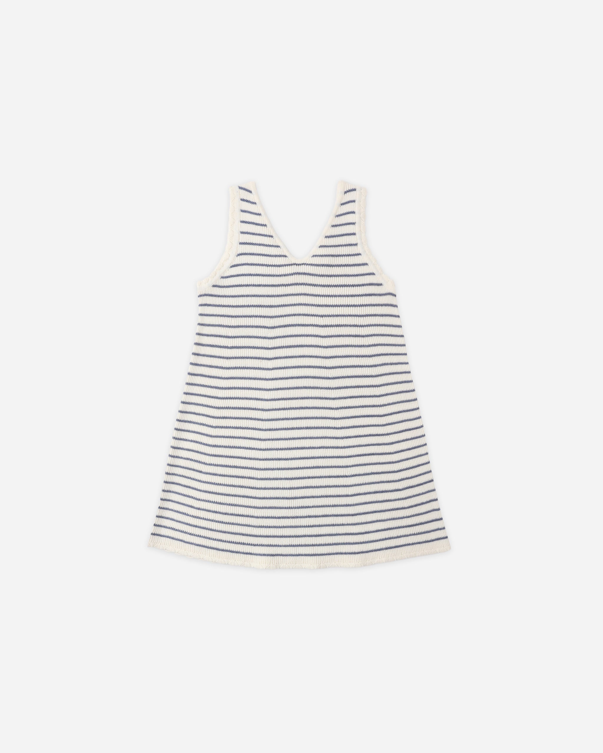 Crochet Tank Mini Dress Marine Stripe