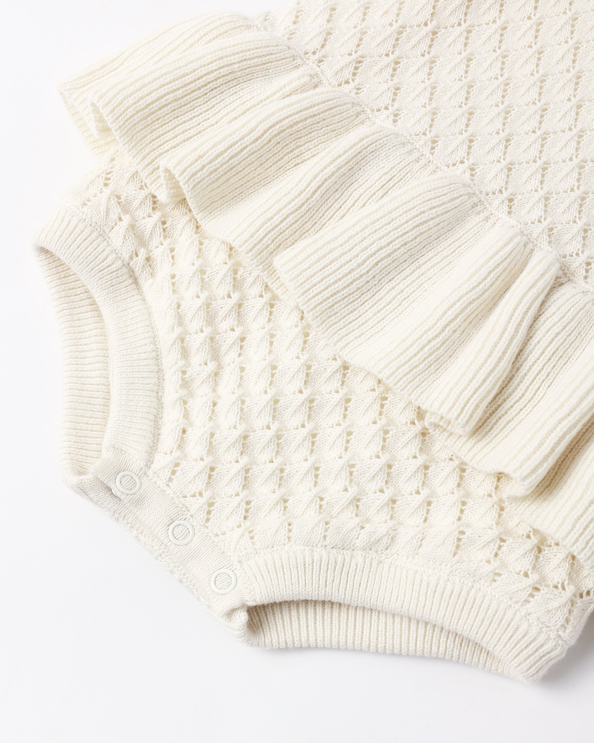 Crochet Ruffle Romper Natural - Rylee + Cru | Kids Clothes | Trendy Baby Clothes | Modern Infant Outfits |