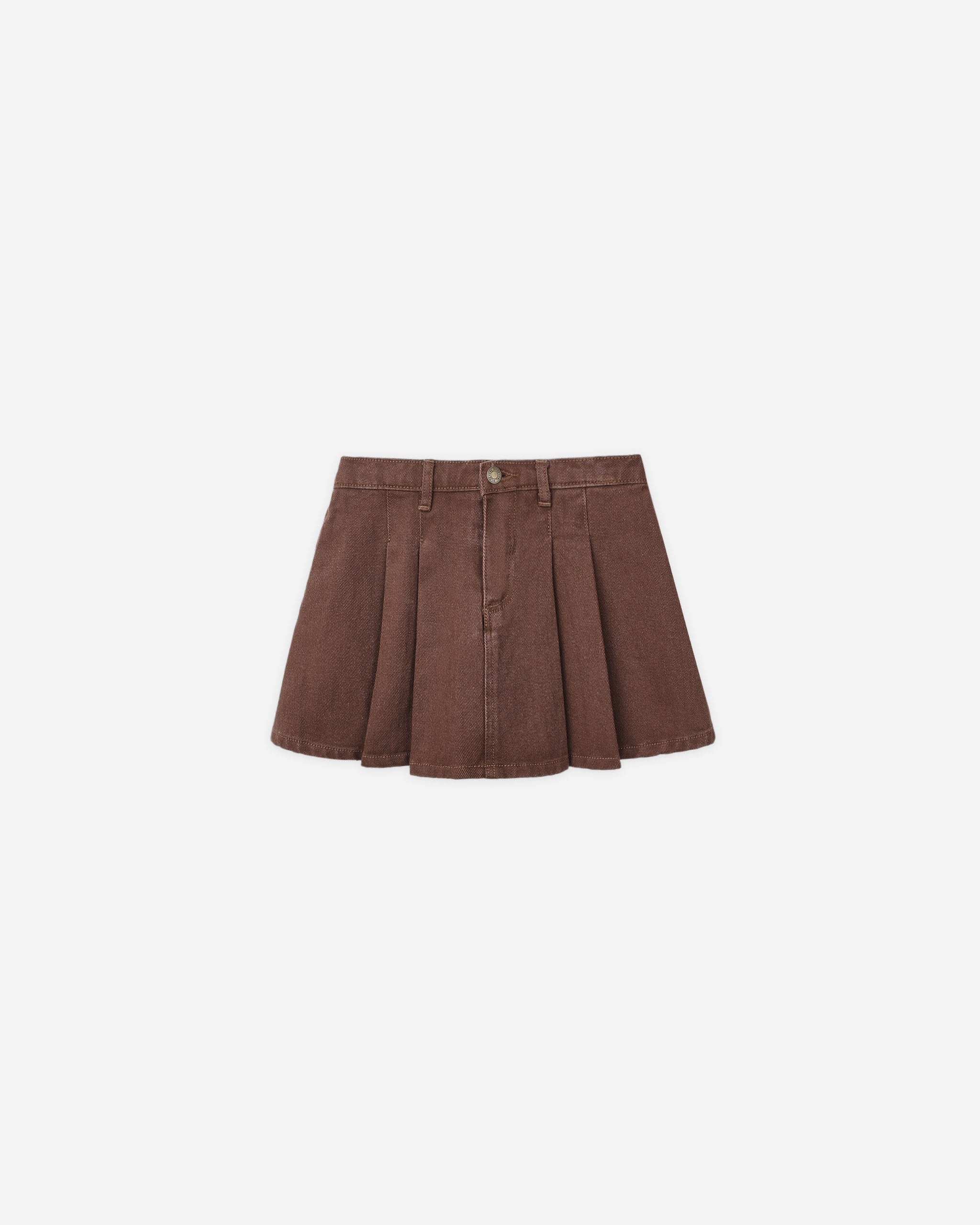 Pleated Denim Skirt || Washed Brown - Rylee + Cru | Kids Clothes | Trendy Baby Clothes | Modern Infant Outfits |