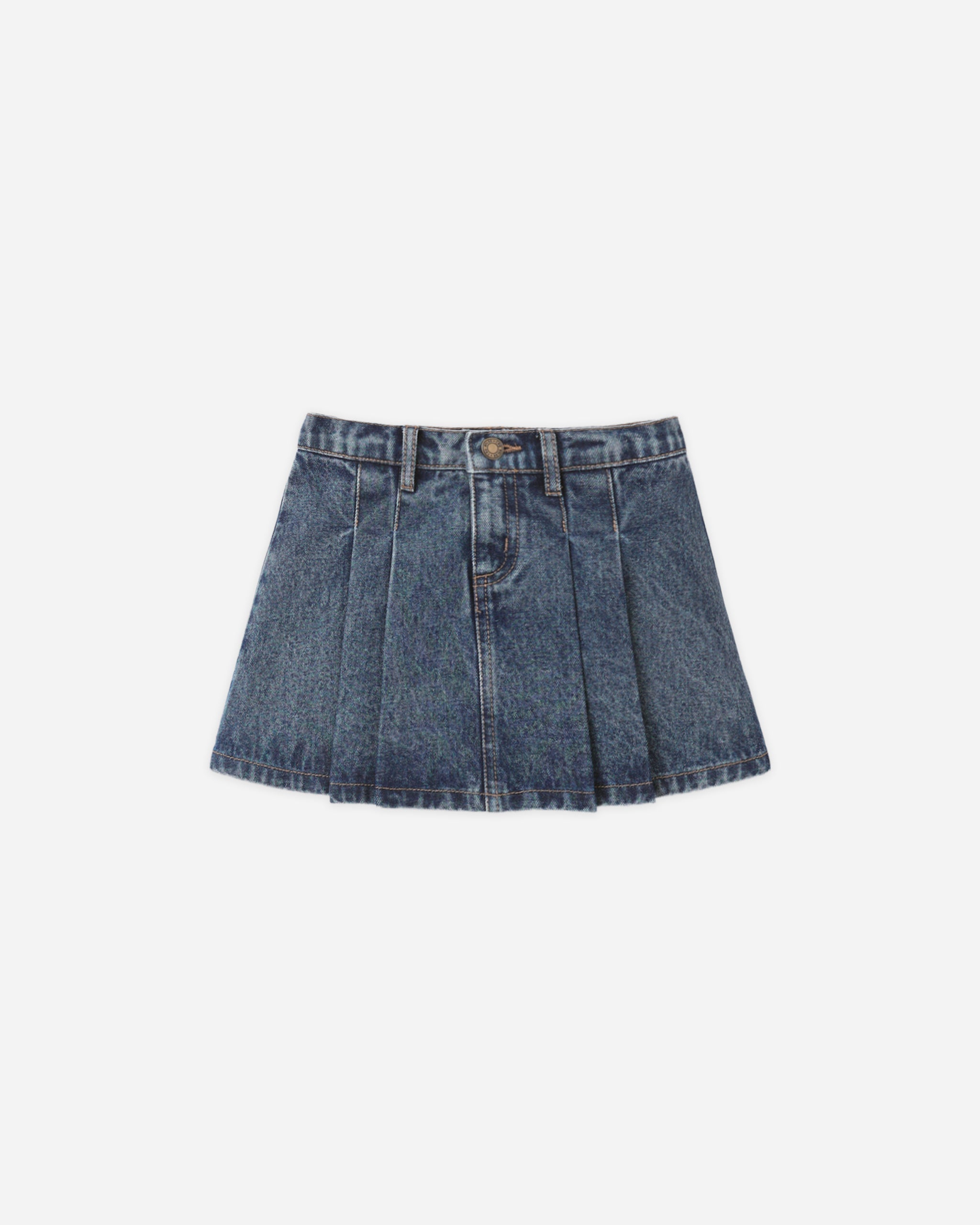 Pleated Denim Skirt Indigo