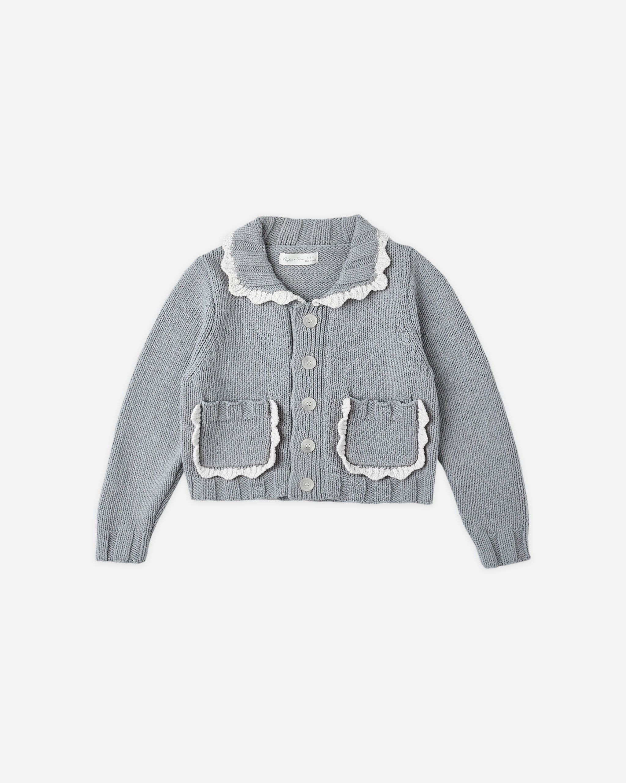 JILTU scallop knit cardigan (glay) Scallop Cardigan || Dusty Blue