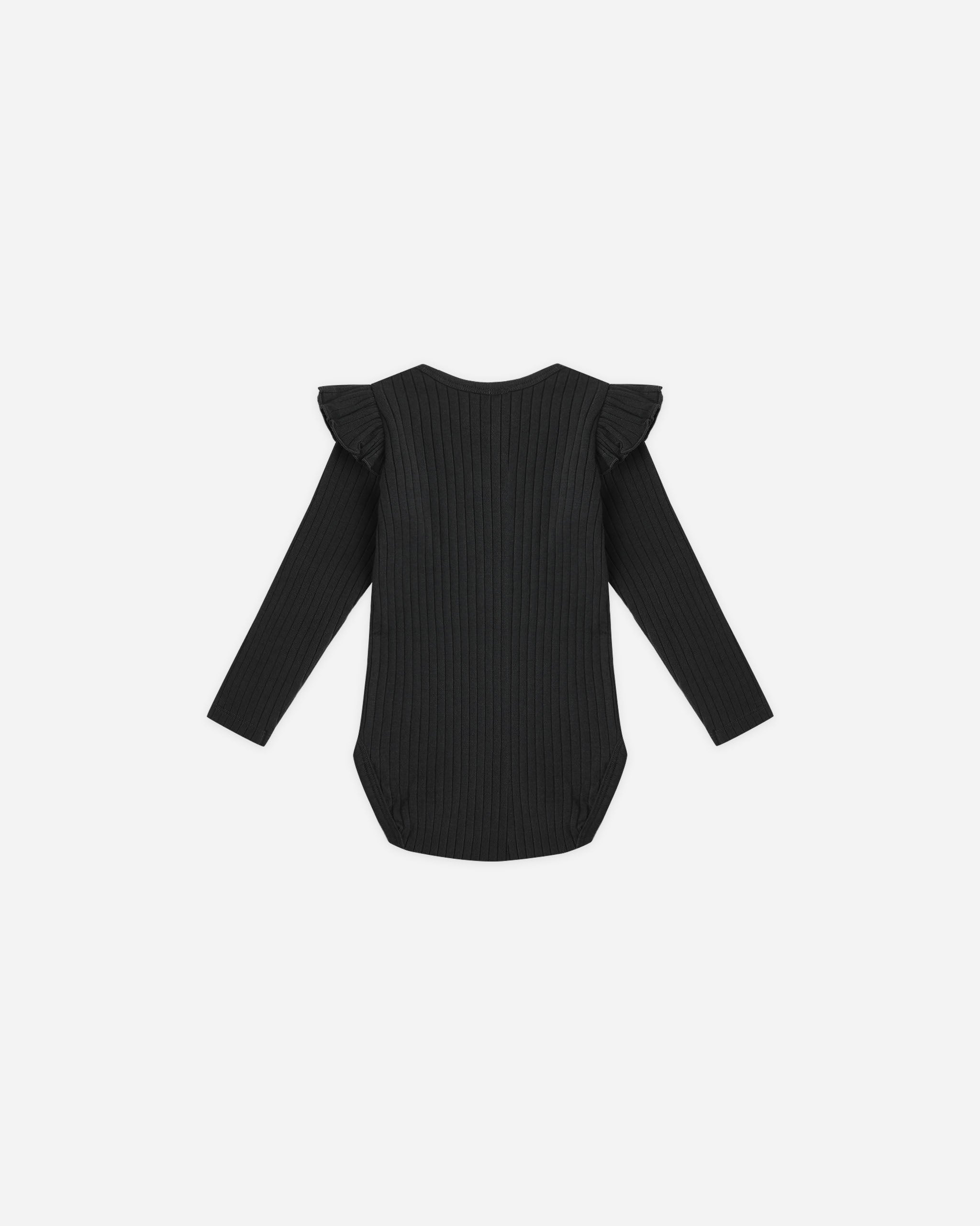 Shoulder Ruffle Bodysuit || Black