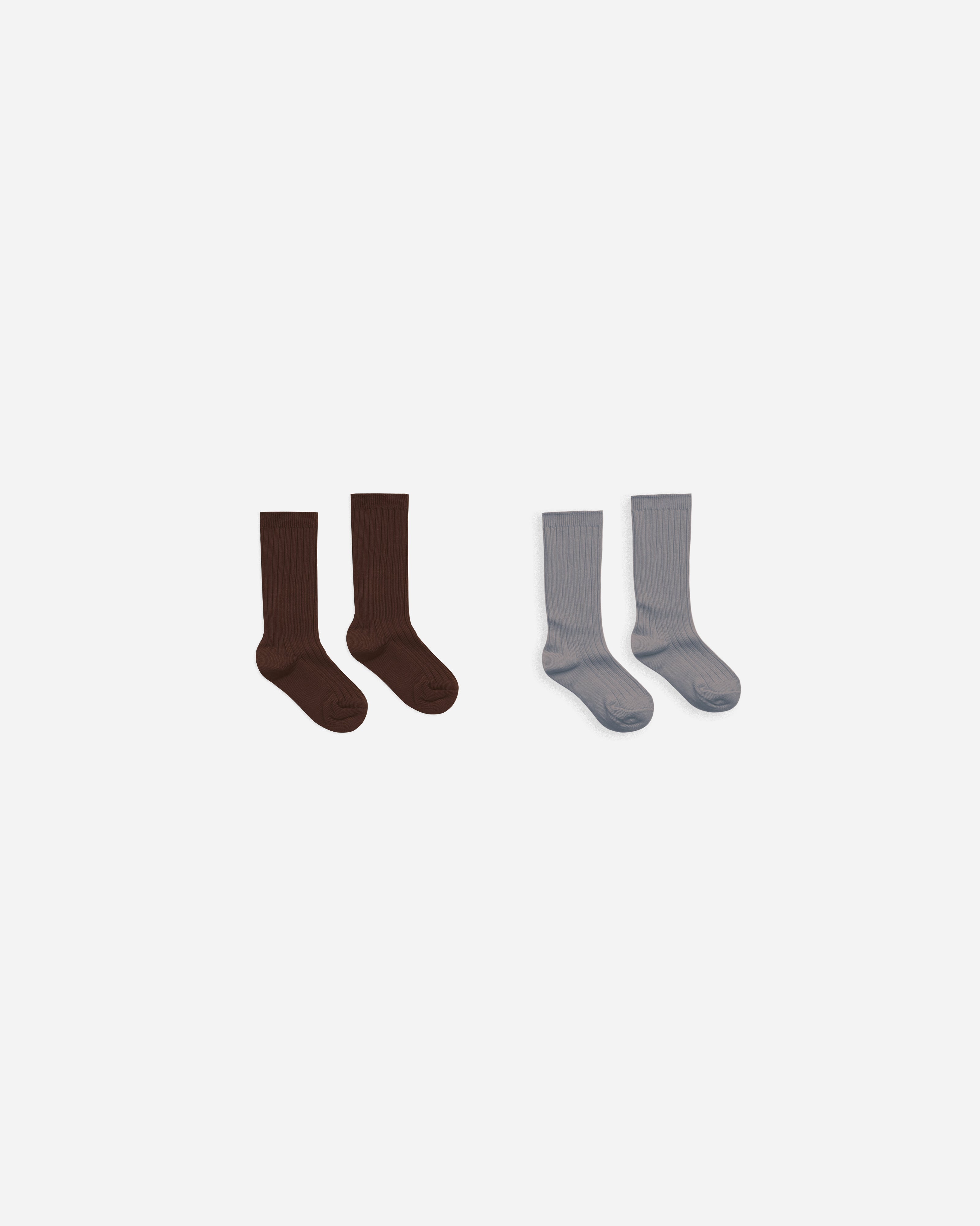 Ribbed Socks || Brown, Dusty Blue