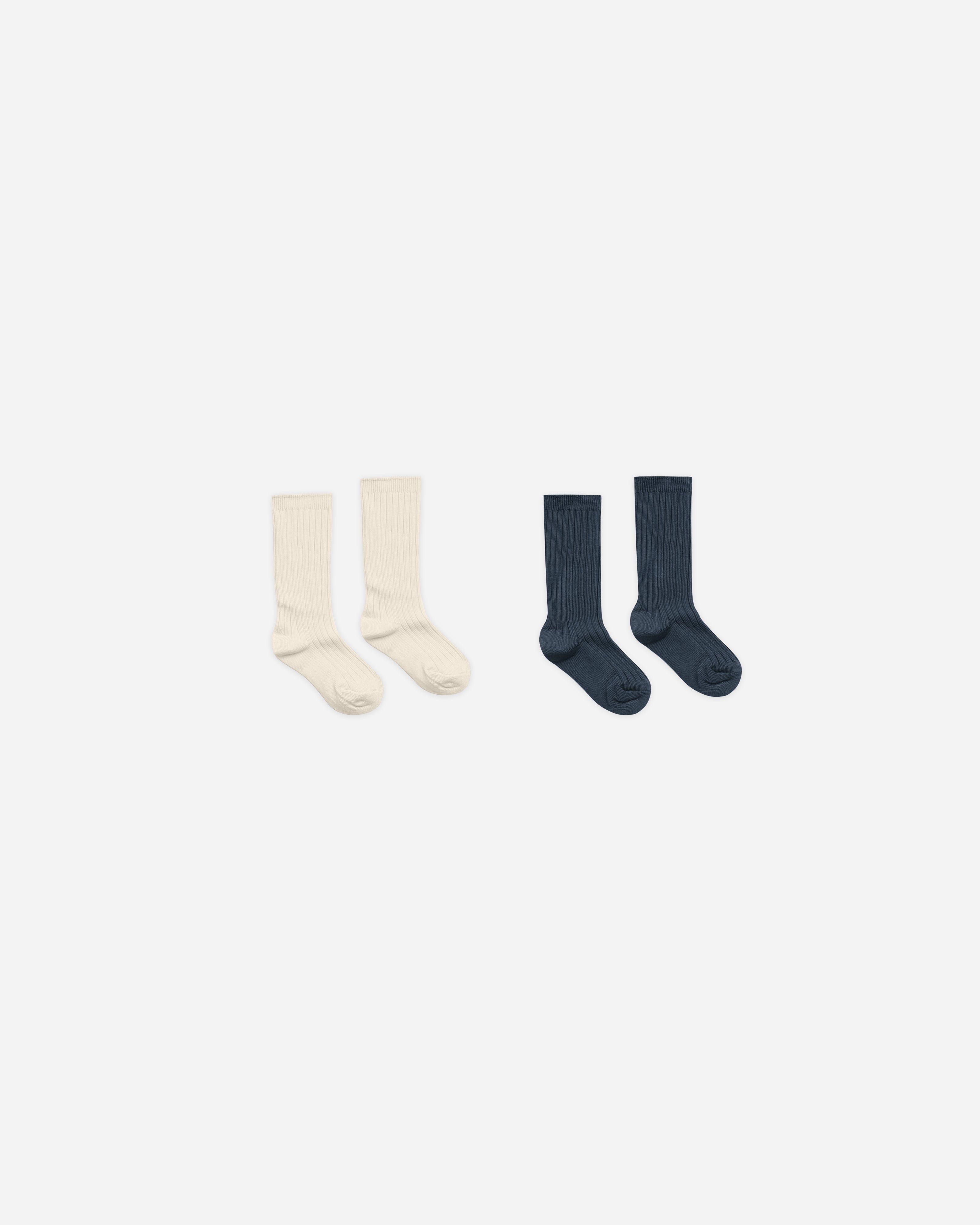 Ribbed Socks || Natural, Navy