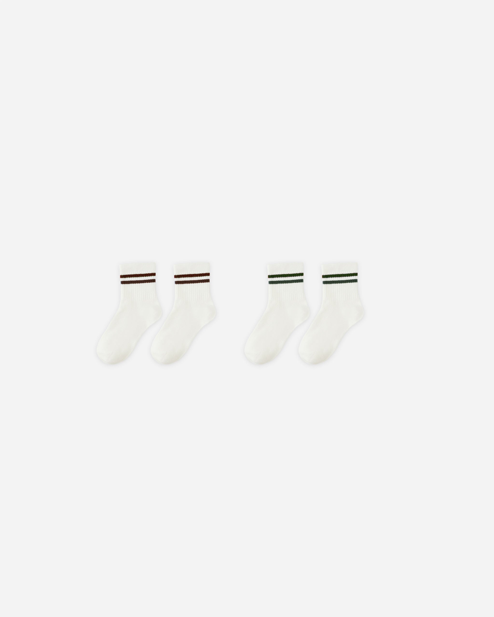 Stripe Socks, Set of 2 || Brown + Green Stripe