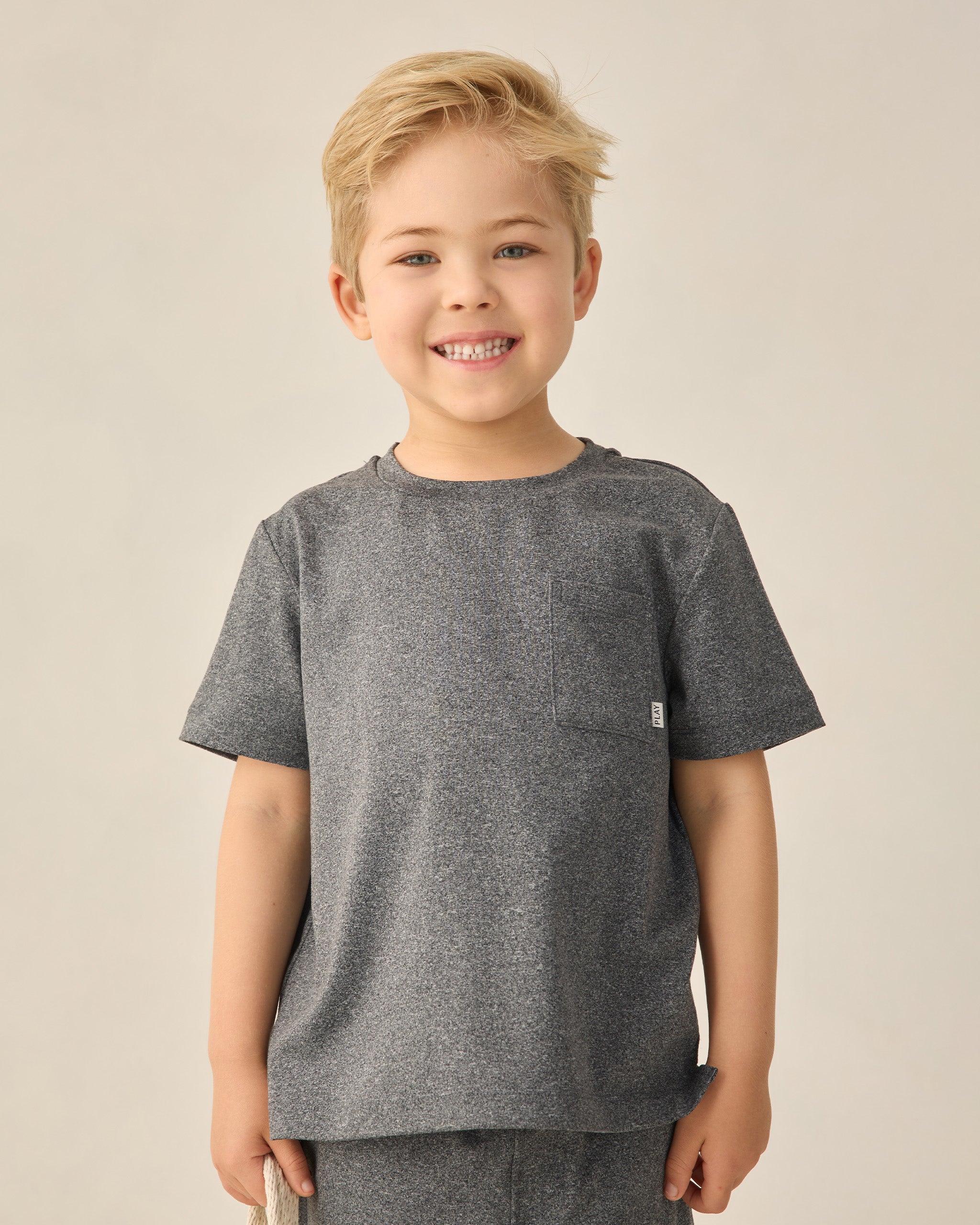 Cove Essential Pocket Tee Heathered Black - Rylee + Cru | Kids Clothes | Trendy Baby Clothes | Modern Infant Outfits |
