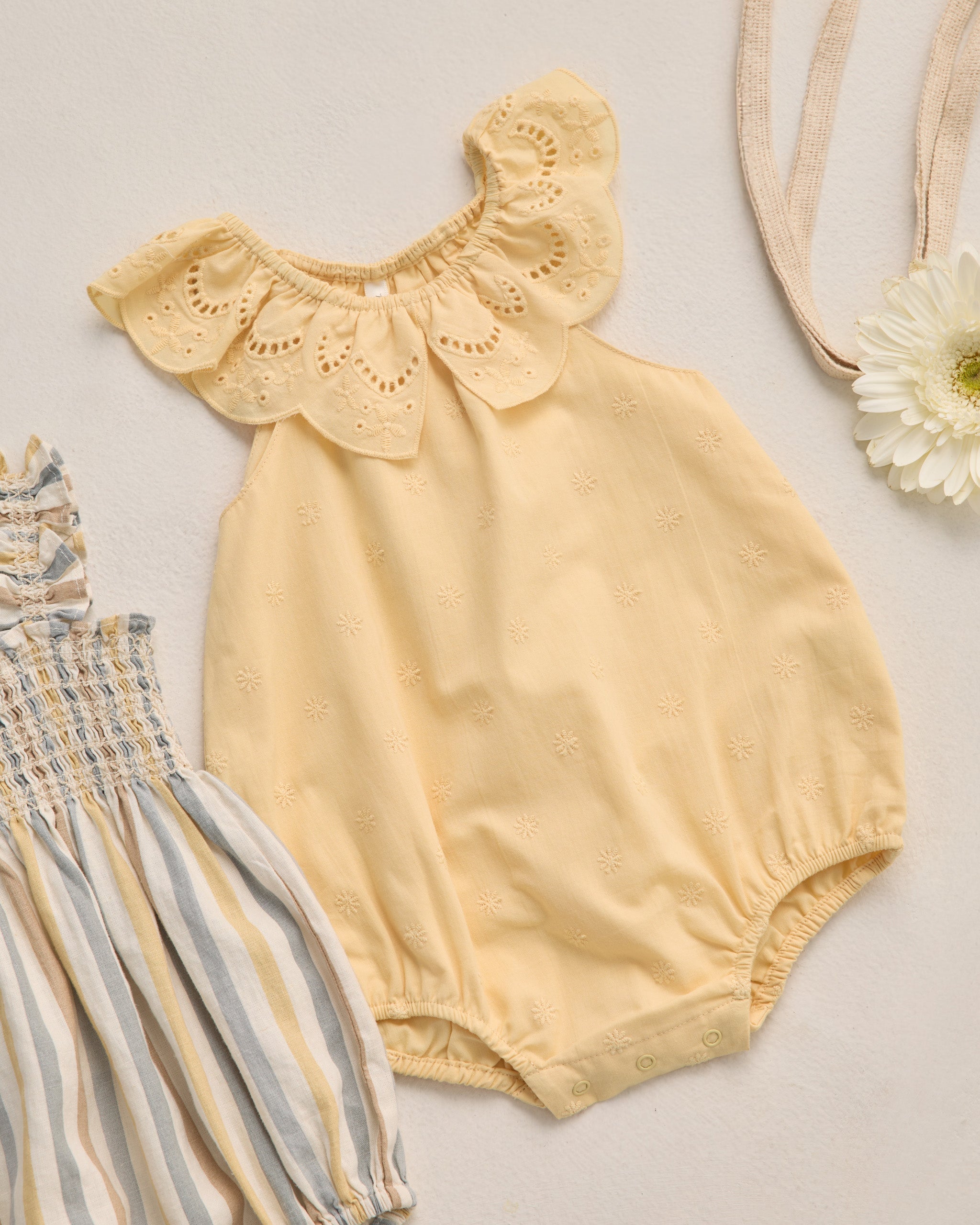 Myla Romper Lemon - Rylee + Cru | Kids Clothes | Trendy Baby Clothes | Modern Infant Outfits |