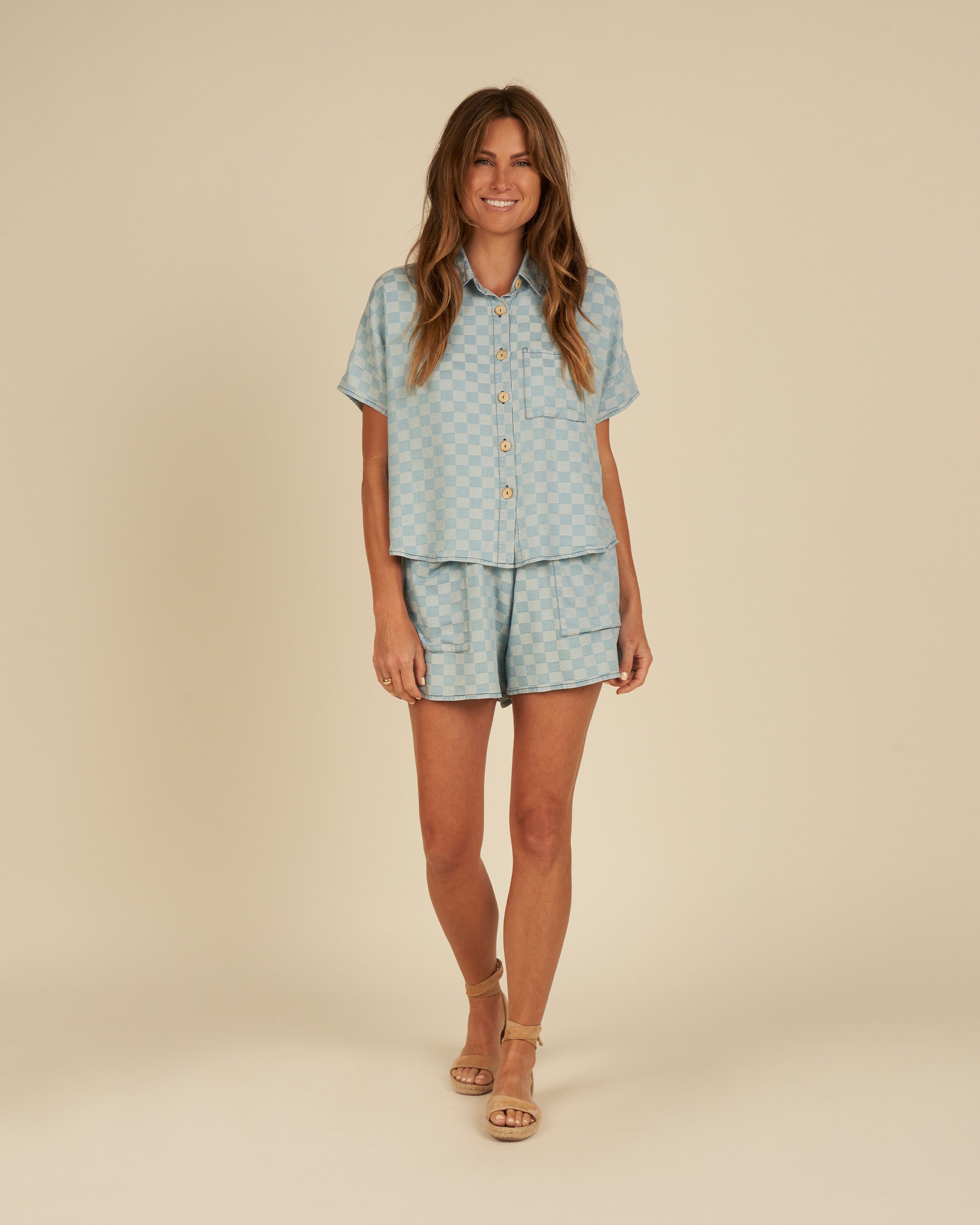 Kelli Set | Blue Check - Rylee + Cru | Kids Clothes | Trendy Baby Clothes | Modern Infant Outfits |