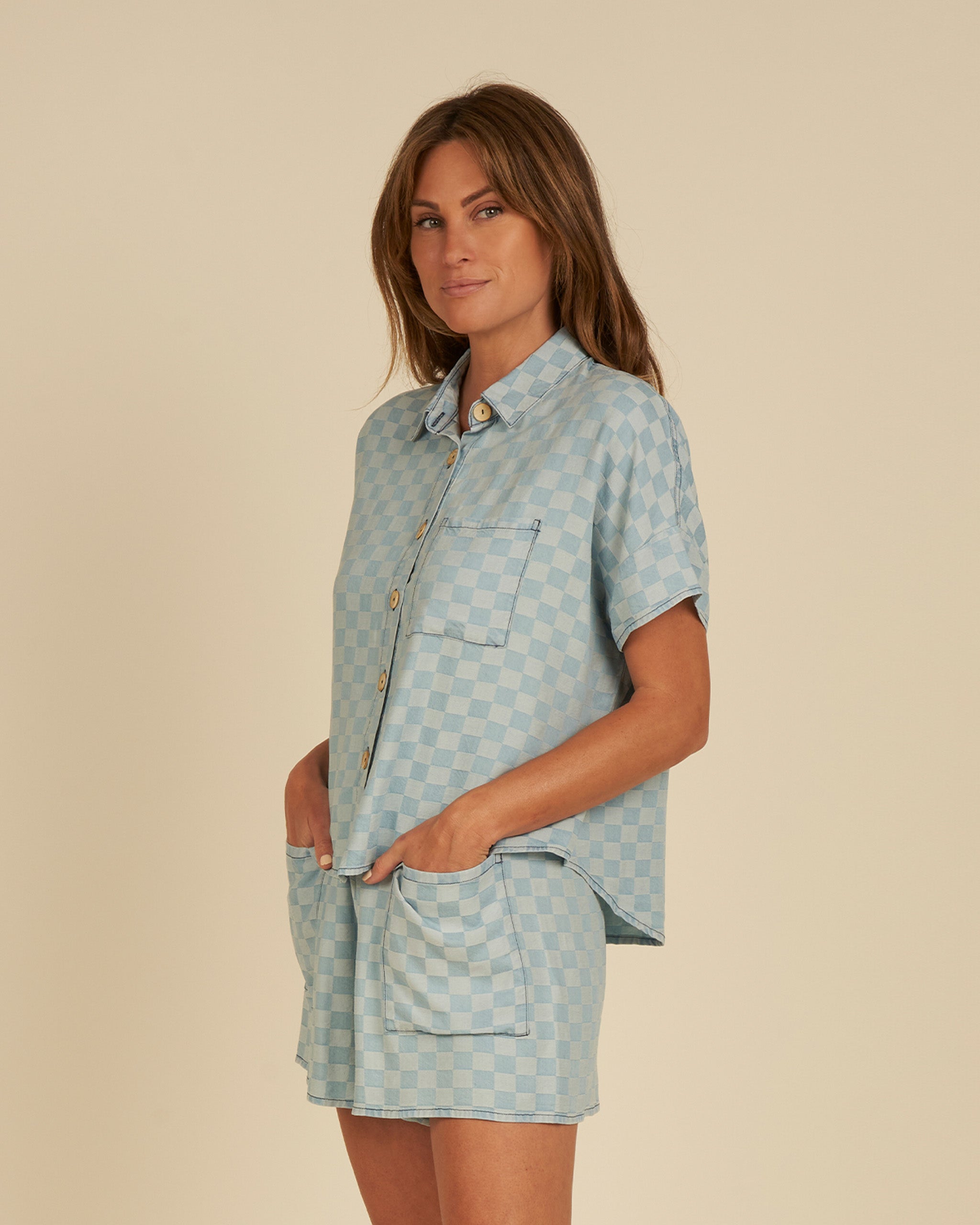 Kelli Set | Blue Check - Rylee + Cru | Kids Clothes | Trendy Baby Clothes | Modern Infant Outfits |