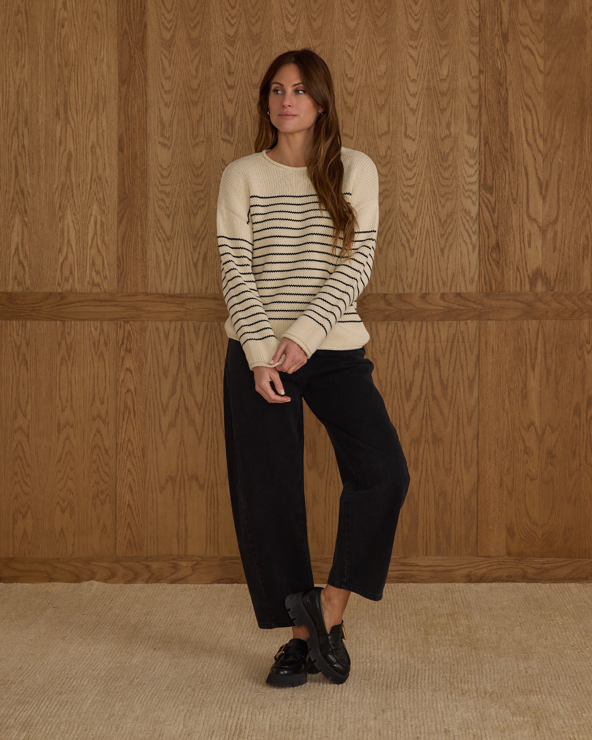 Jacques Sweater | Black Stripe - Rylee + Cru | Kids Clothes | Trendy Baby Clothes | Modern Infant Outfits |