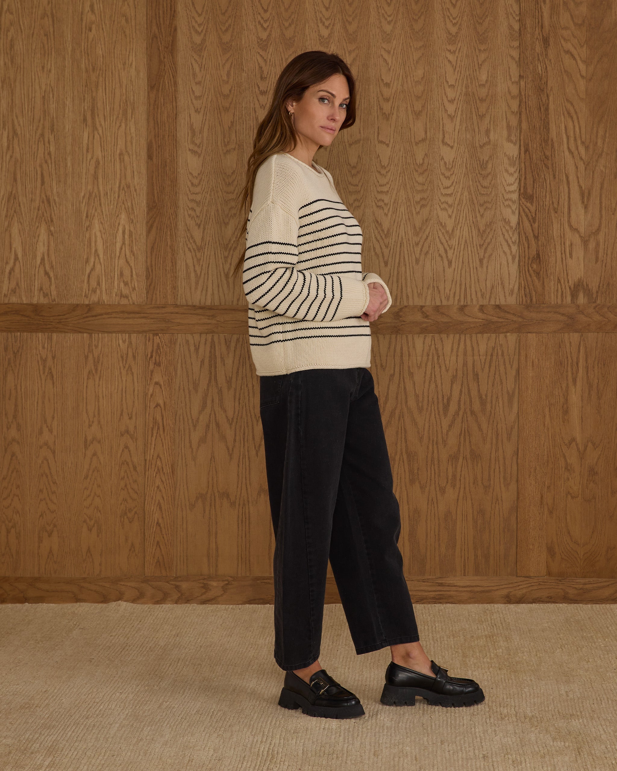 Jacques Sweater | Black Stripe - Rylee + Cru | Kids Clothes | Trendy Baby Clothes | Modern Infant Outfits |