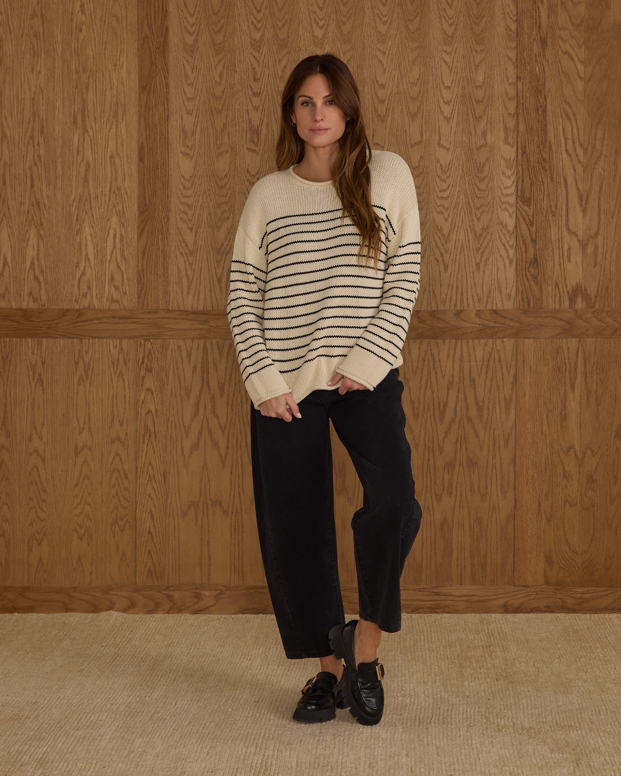Jacques Sweater | Black Stripe - Rylee + Cru | Kids Clothes | Trendy Baby Clothes | Modern Infant Outfits |