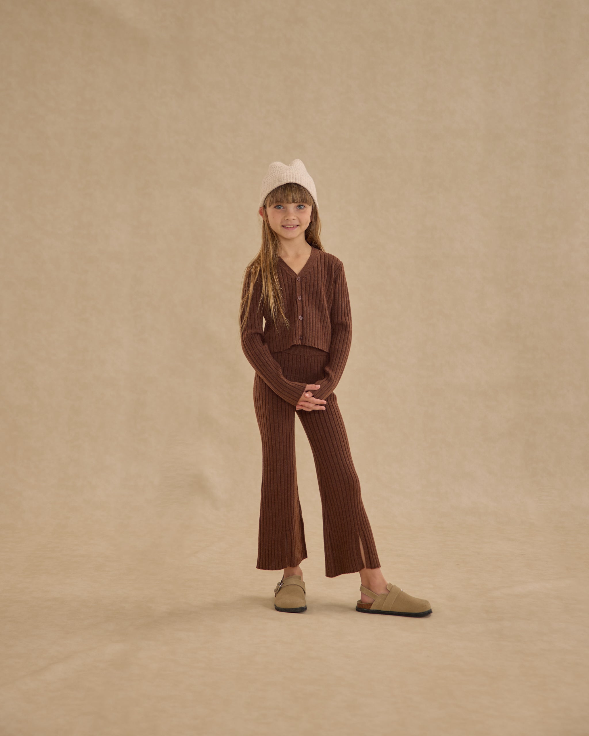Long Sleeve Knit Button Top || Brown - Rylee + Cru | Kids Clothes | Trendy Baby Clothes | Modern Infant Outfits |