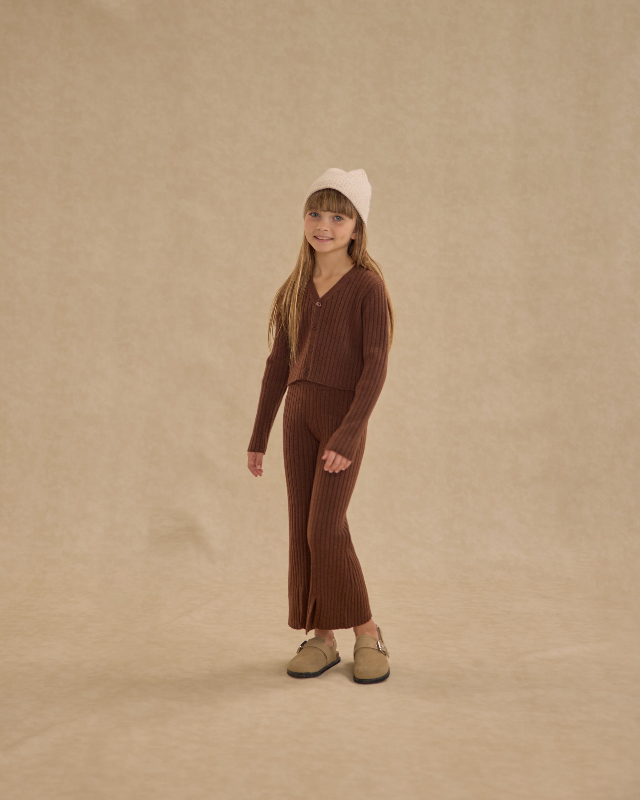 Long Sleeve Knit Button Top || Brown - Rylee + Cru | Kids Clothes | Trendy Baby Clothes | Modern Infant Outfits |