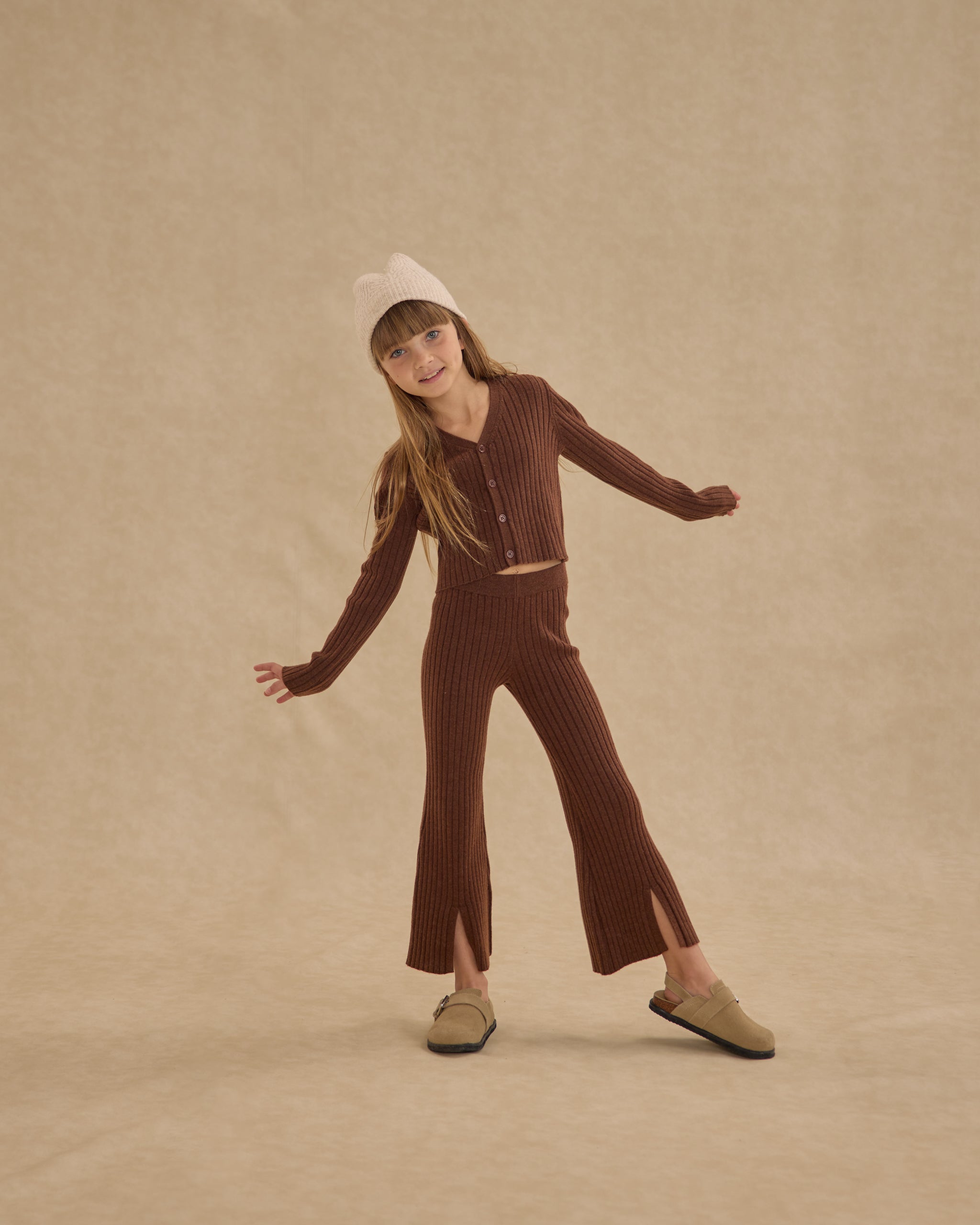 Long Sleeve Knit Button Top || Brown - Rylee + Cru | Kids Clothes | Trendy Baby Clothes | Modern Infant Outfits |