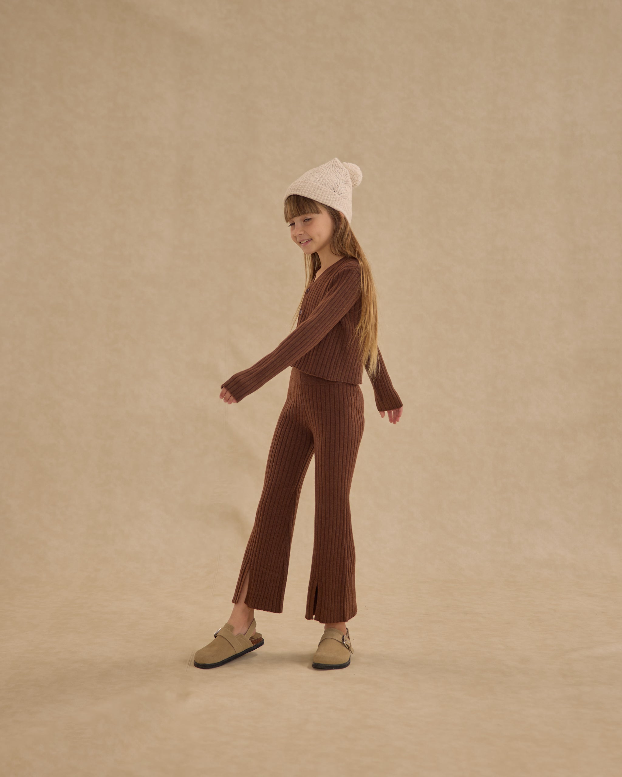 Long Sleeve Knit Button Top || Brown - Rylee + Cru | Kids Clothes | Trendy Baby Clothes | Modern Infant Outfits |