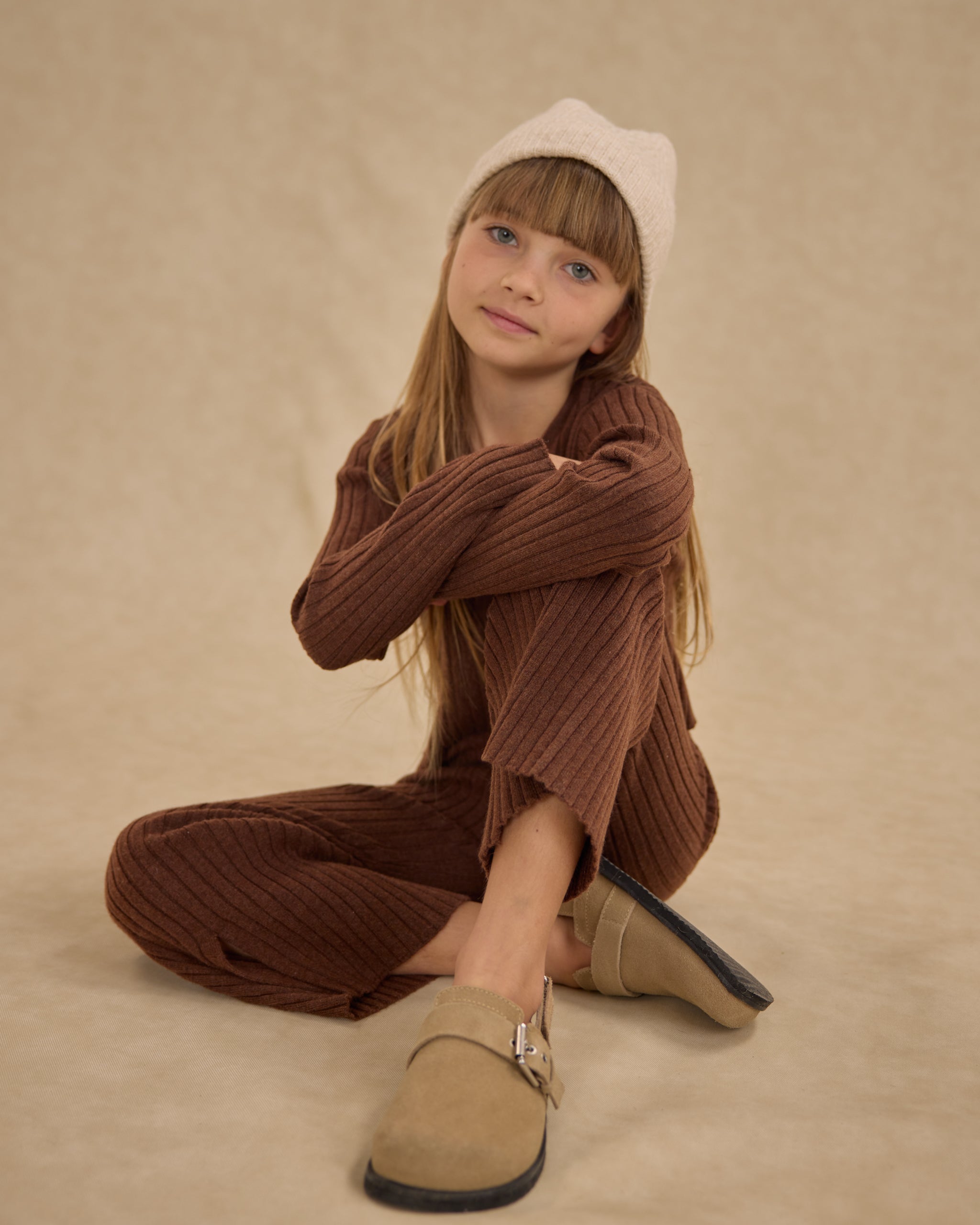 Long Sleeve Knit Button Top || Brown - Rylee + Cru | Kids Clothes | Trendy Baby Clothes | Modern Infant Outfits |