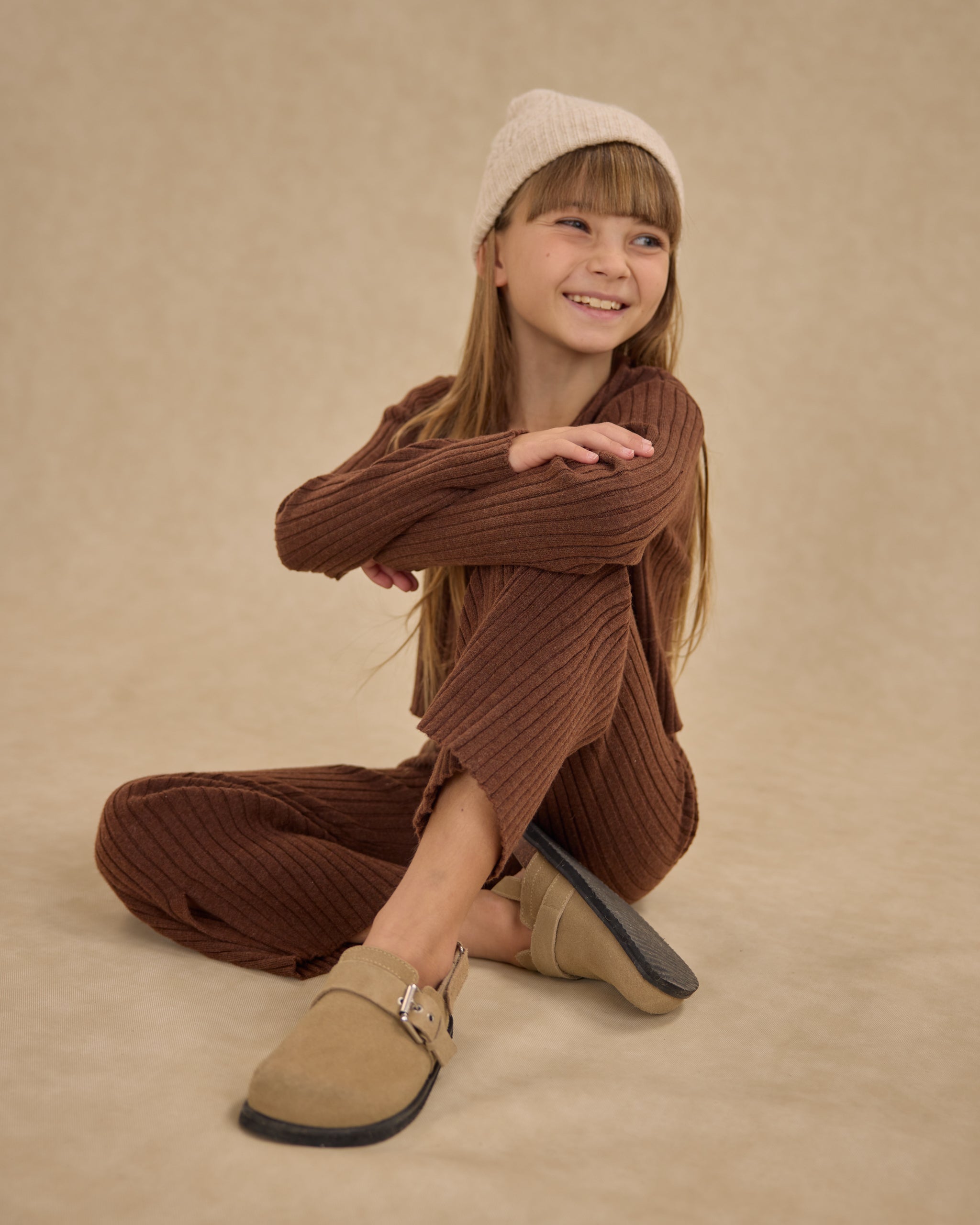 Long Sleeve Knit Button Top || Brown - Rylee + Cru | Kids Clothes | Trendy Baby Clothes | Modern Infant Outfits |