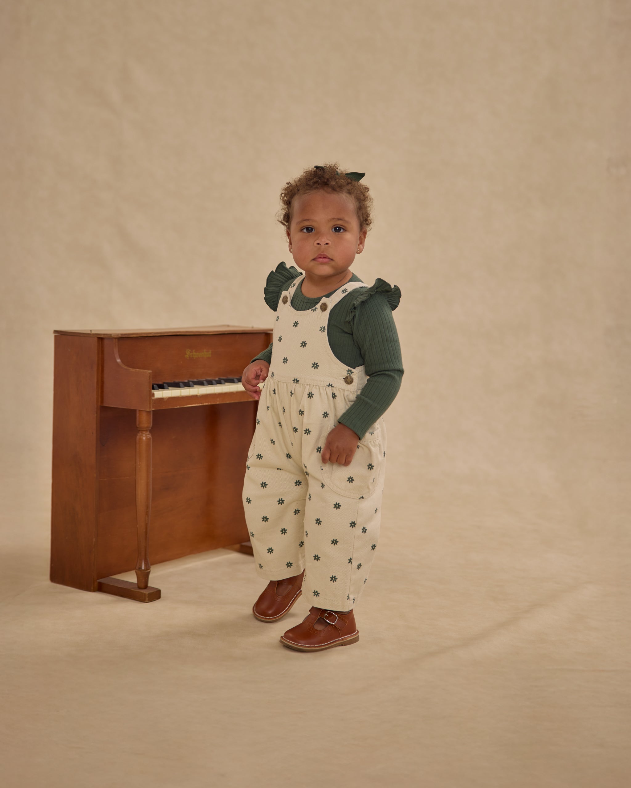 Shoulder Ruffle Bodysuit || Green - Rylee + Cru | Kids Clothes | Trendy Baby Clothes | Modern Infant Outfits |