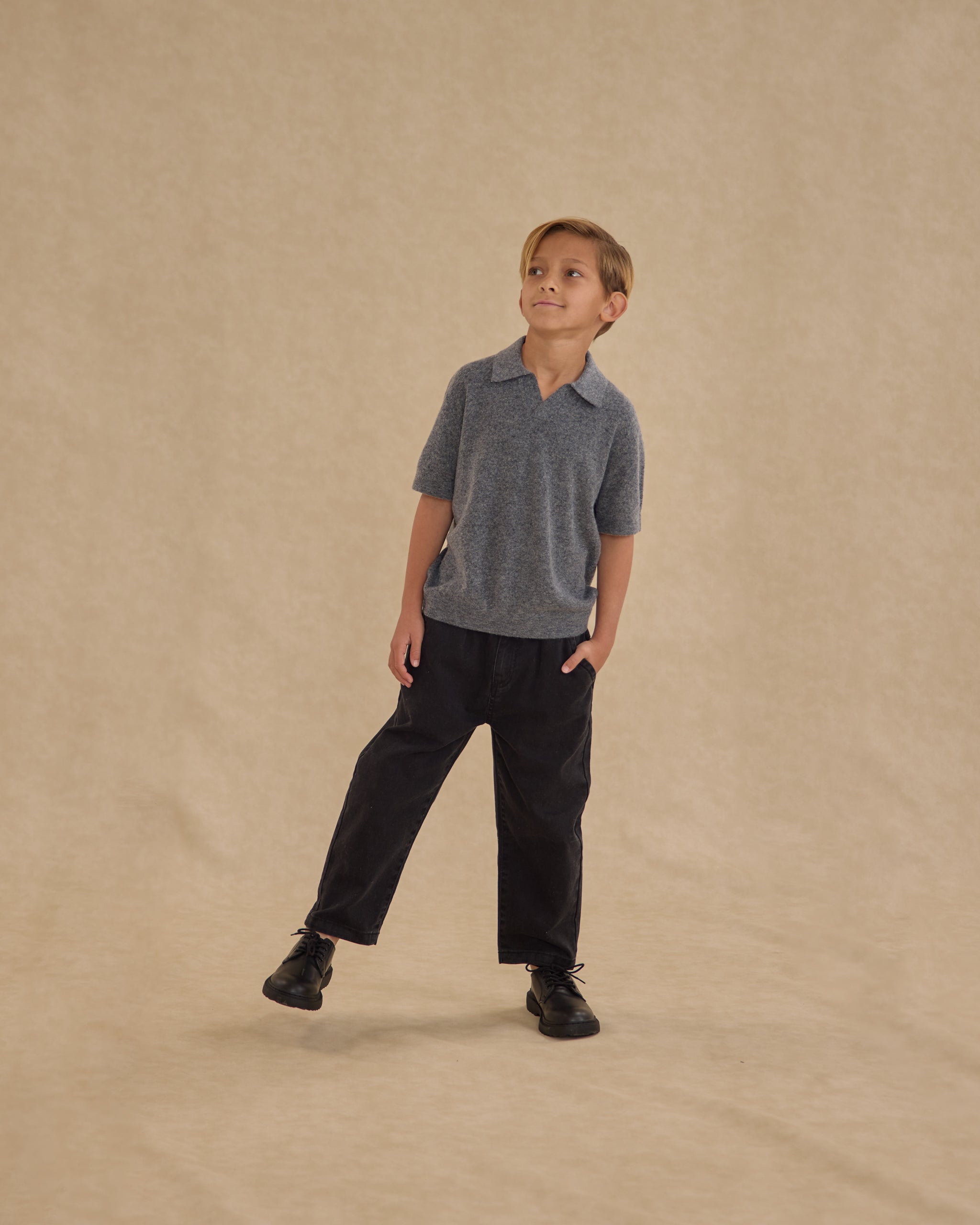 Knit Polo || Heathered Grey - Rylee + Cru | Kids Clothes | Trendy Baby Clothes | Modern Infant Outfits |