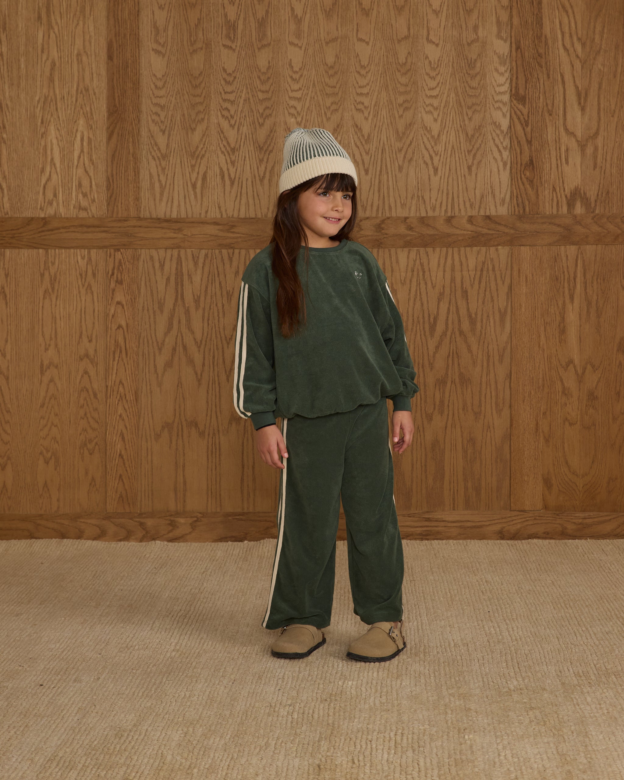 Beanie || Green Stripe - Rylee + Cru | Kids Clothes | Trendy Baby Clothes | Modern Infant Outfits |