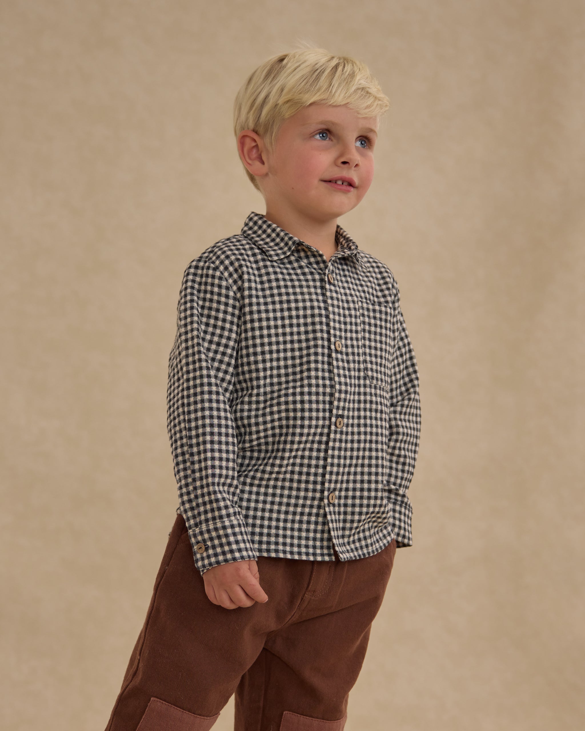 Collared Long Sleeve Shirt || Black Gingham - Rylee + Cru | Kids Clothes | Trendy Baby Clothes | Modern Infant Outfits |