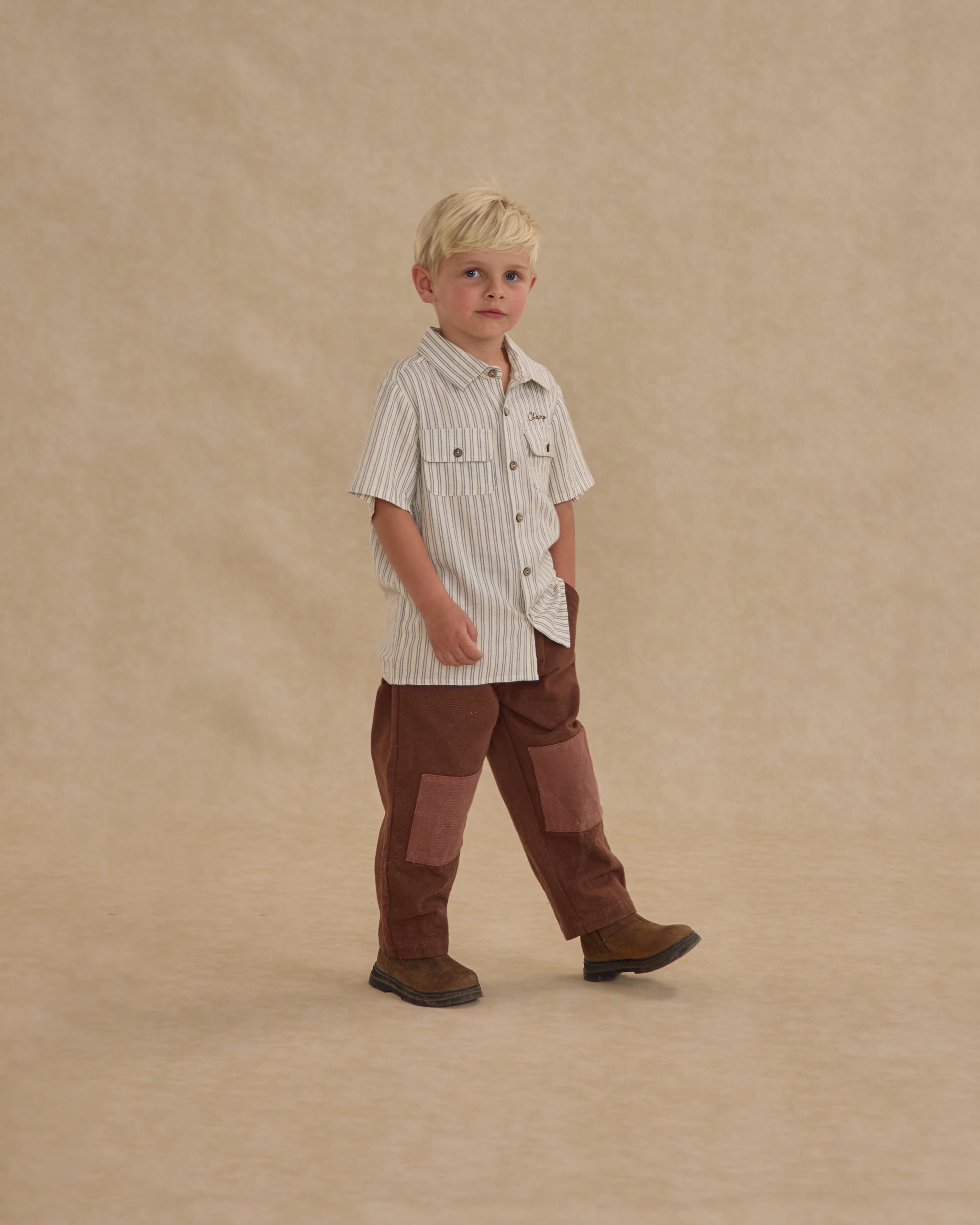 Collared Shirt || Railroad Stripe - Rylee + Cru | Kids Clothes | Trendy Baby Clothes | Modern Infant Outfits |