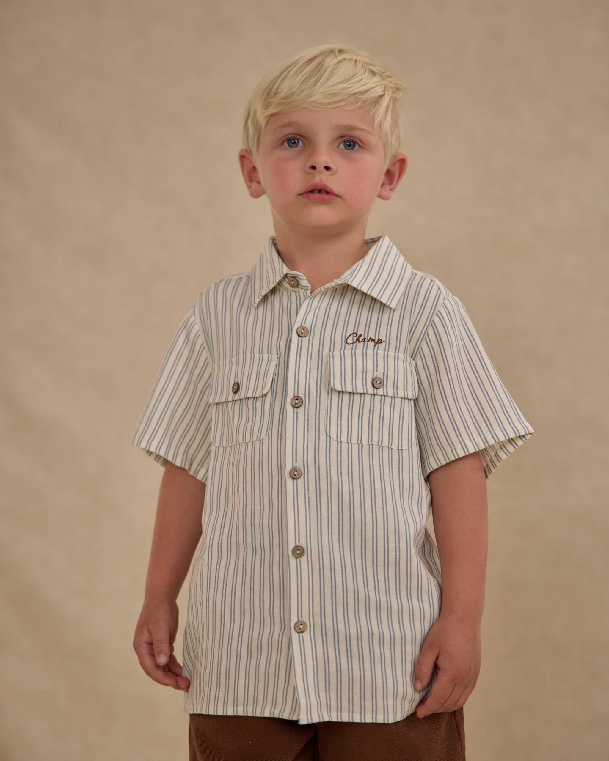 Collared Shirt || Railroad Stripe - Rylee + Cru | Kids Clothes | Trendy Baby Clothes | Modern Infant Outfits |
