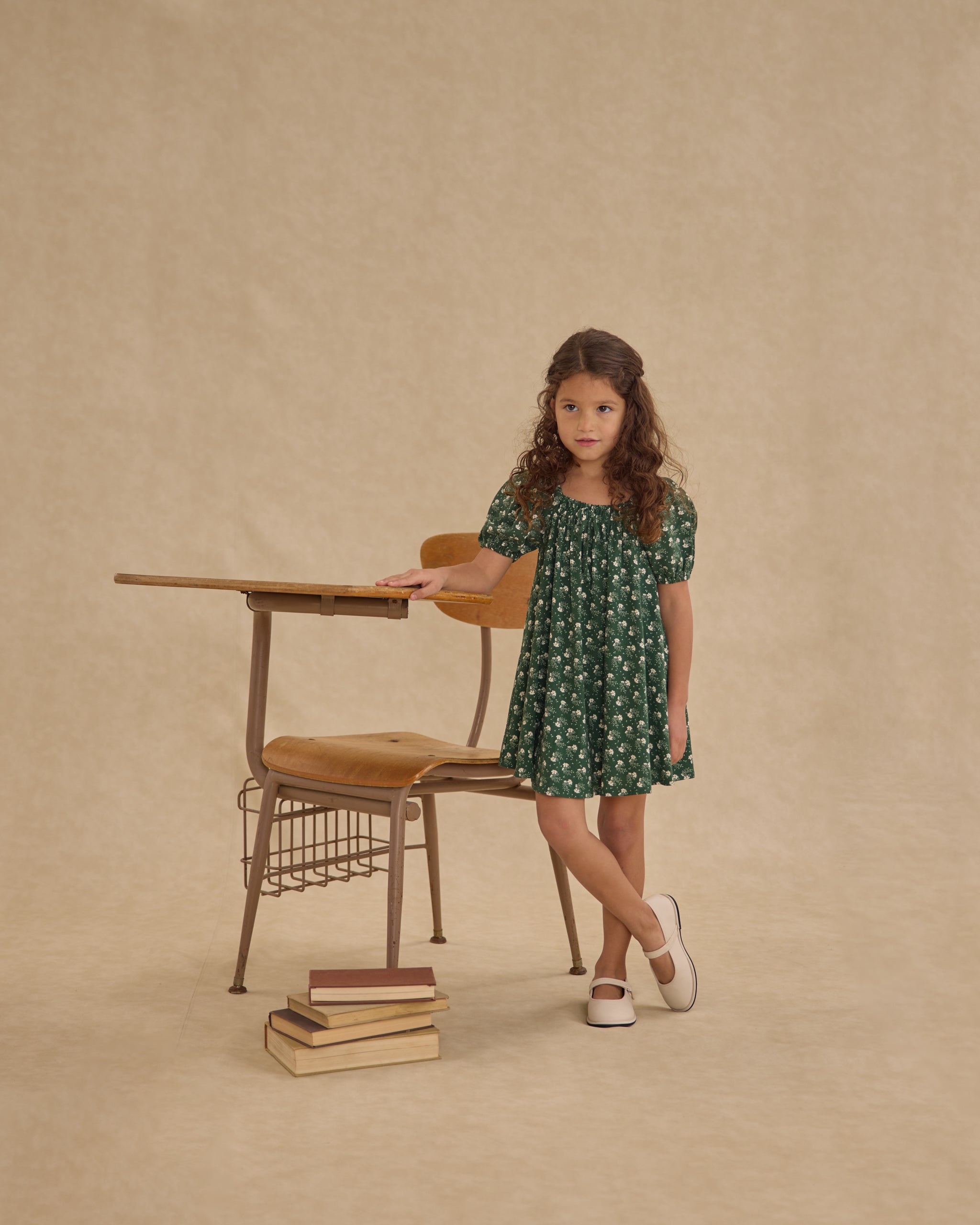 Sabrina Mini Dress || Green Ditsy - Rylee + Cru | Kids Clothes | Trendy Baby Clothes | Modern Infant Outfits |