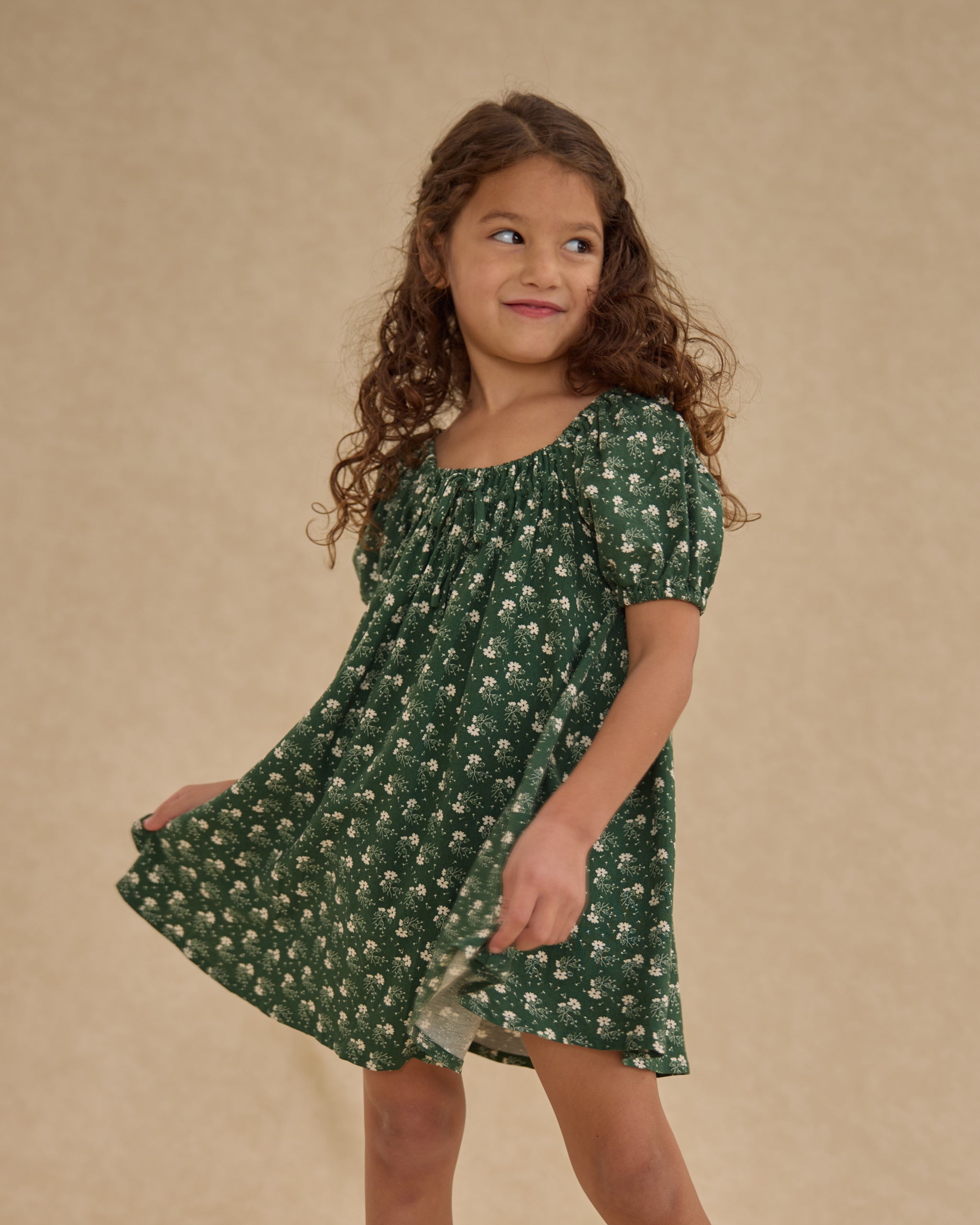 Sabrina Mini Dress || Green Ditsy - Rylee + Cru | Kids Clothes | Trendy Baby Clothes | Modern Infant Outfits |