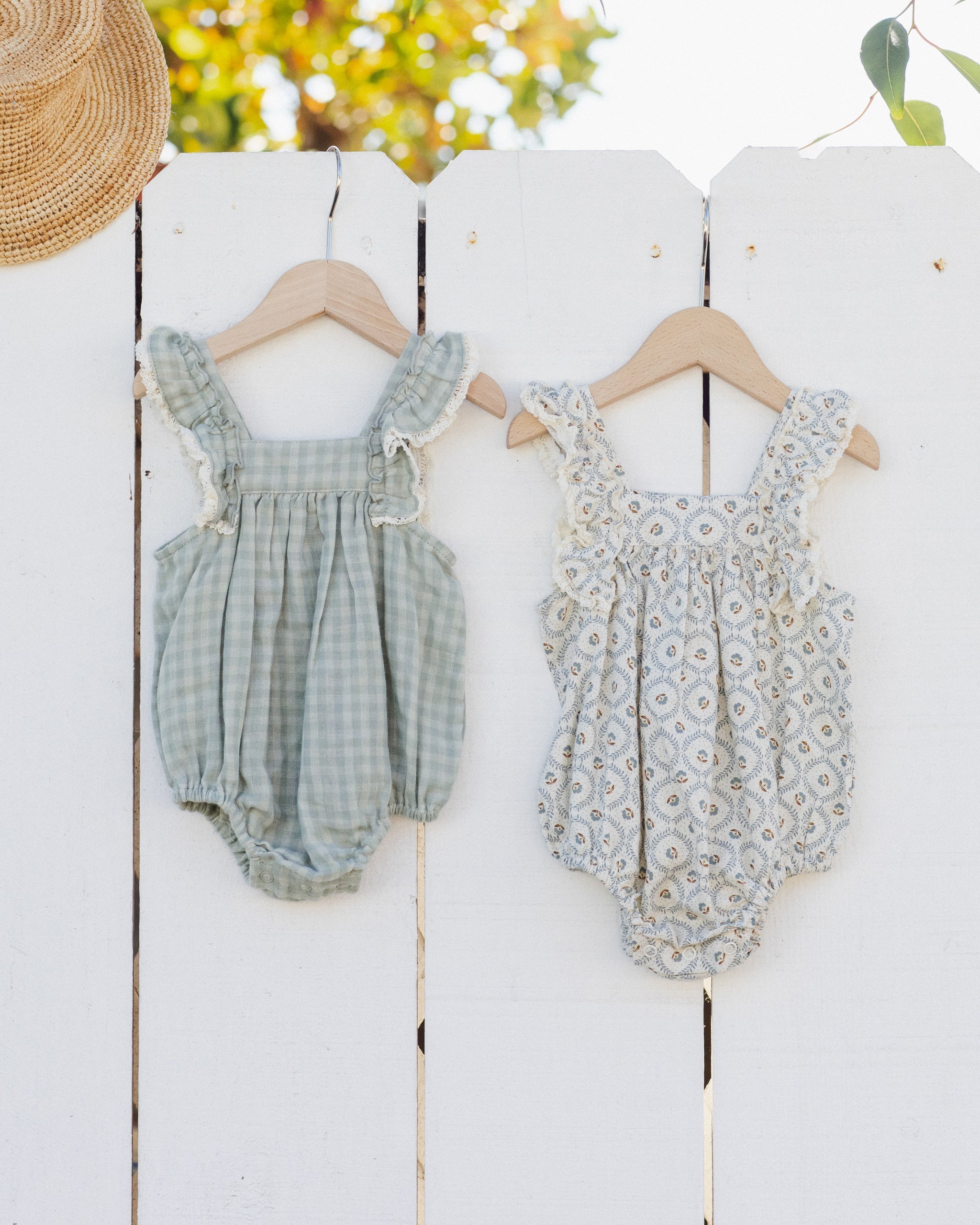 Maya Romper Green Fleur - Rylee + Cru | Kids Clothes | Trendy Baby Clothes | Modern Infant Outfits |
