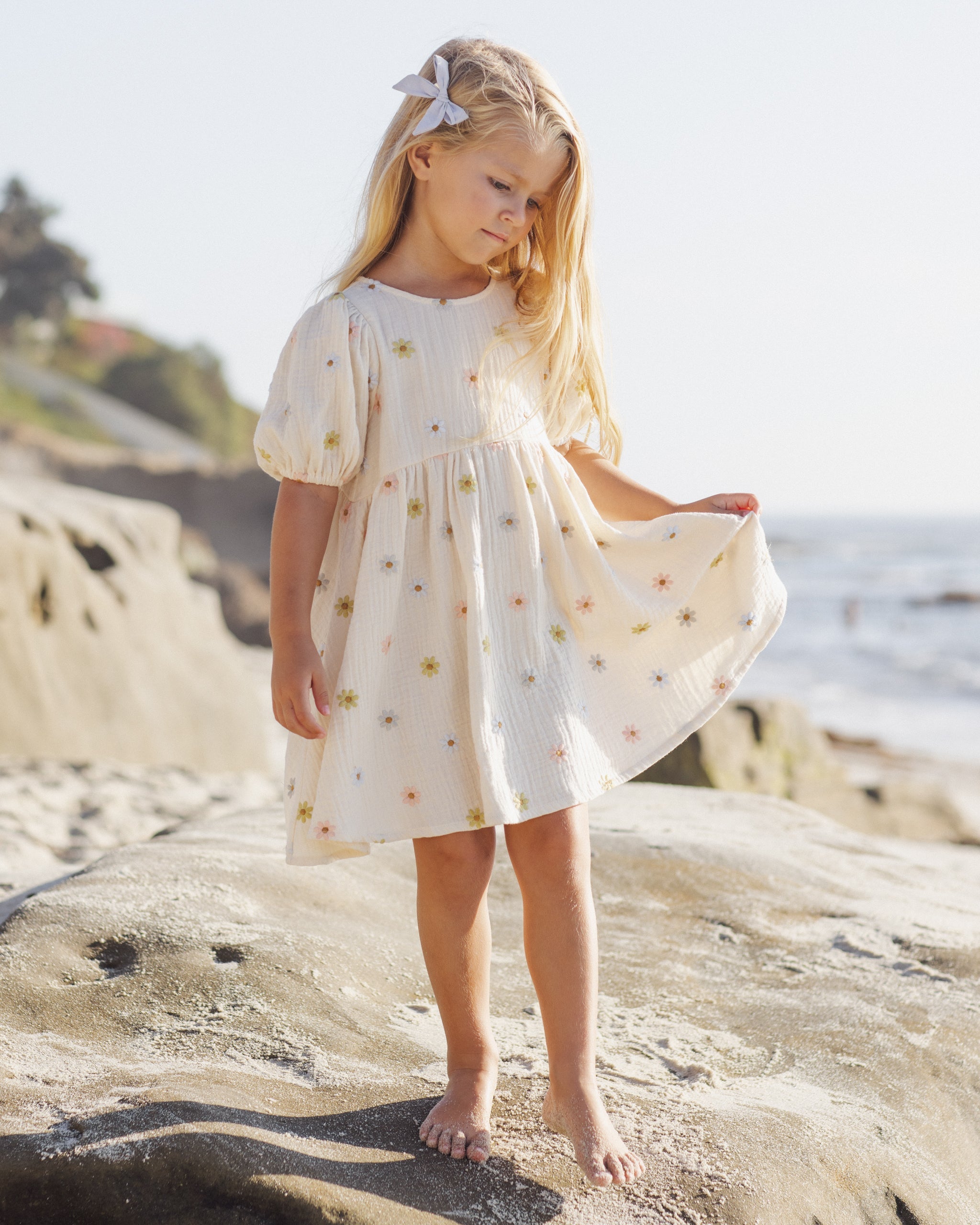 Marley Dress Embroidered Daisies - Rylee + Cru | Kids Clothes | Trendy Baby Clothes | Modern Infant Outfits |