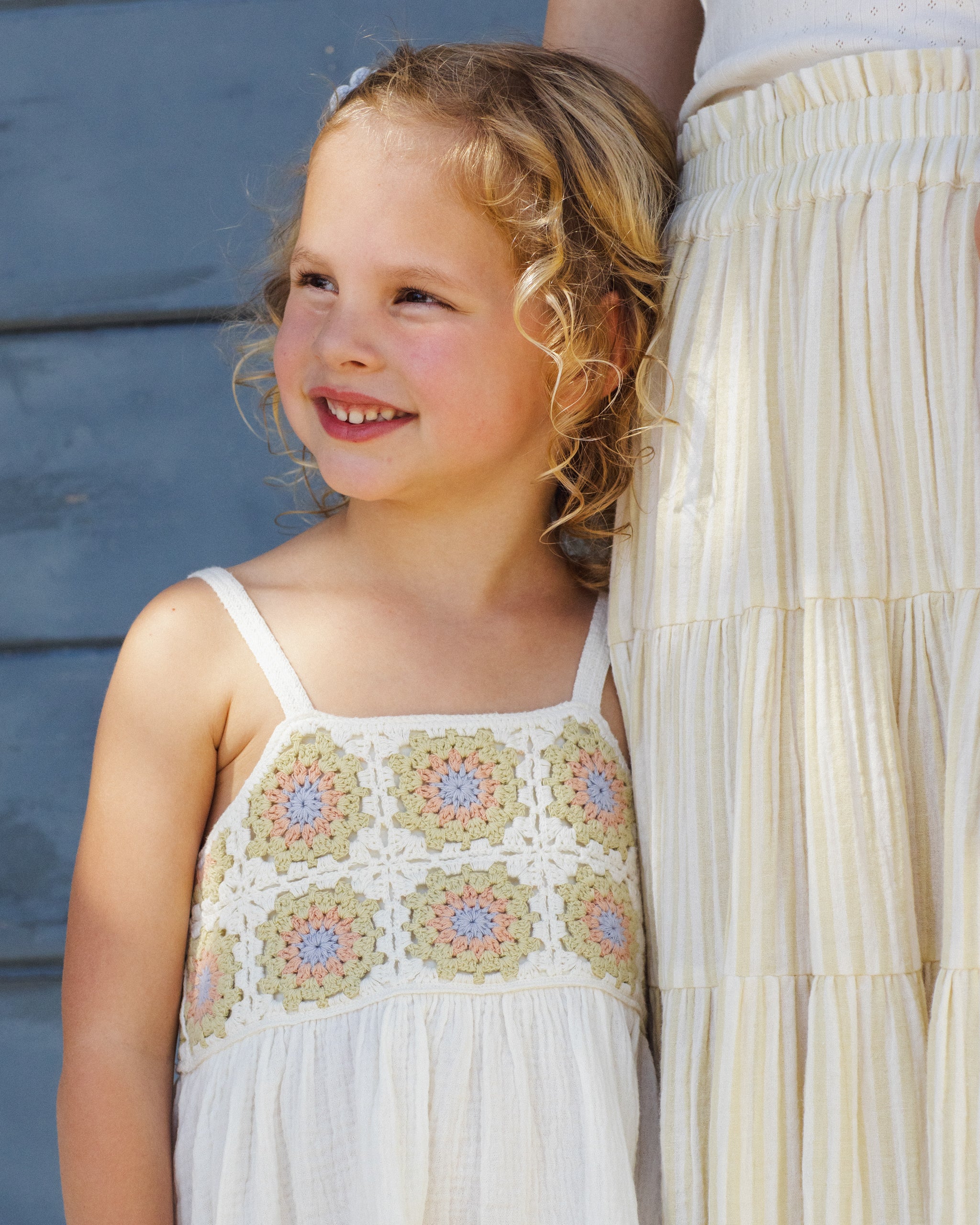Crochet Sundress Citron Daisy Check - Rylee + Cru | Kids Clothes | Trendy Baby Clothes | Modern Infant Outfits |