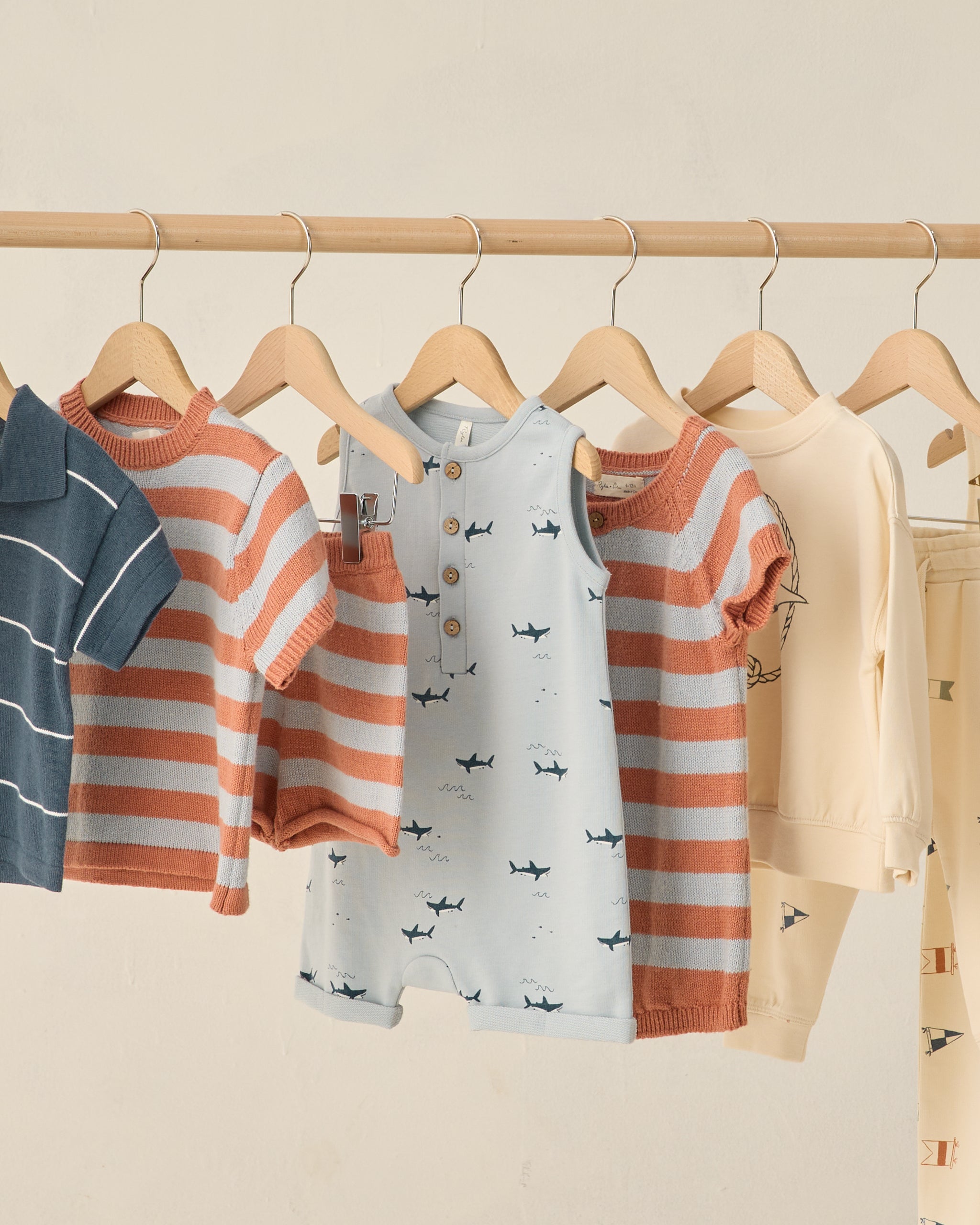 Davis Romper Sharks - Rylee + Cru | Kids Clothes | Trendy Baby Clothes | Modern Infant Outfits |