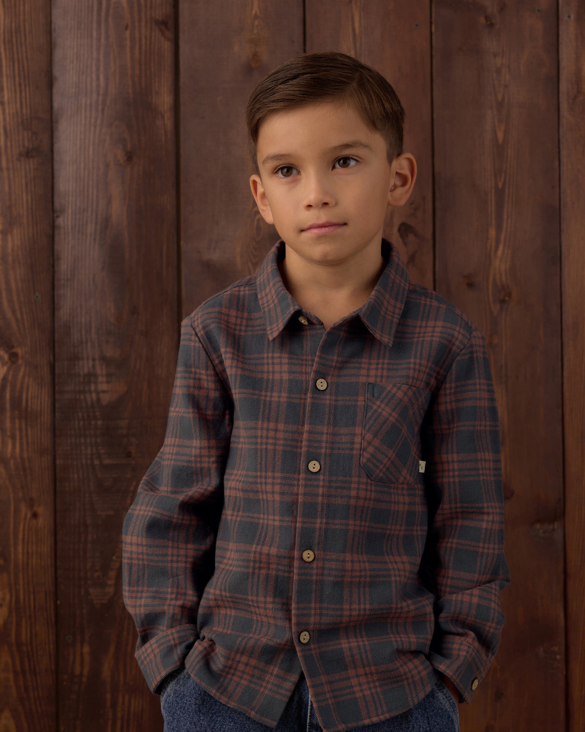 Collared Long Sleeve Shirt Midnight Plaid - Rylee + Cru | Kids Clothes | Trendy Baby Clothes | Modern Infant Outfits |