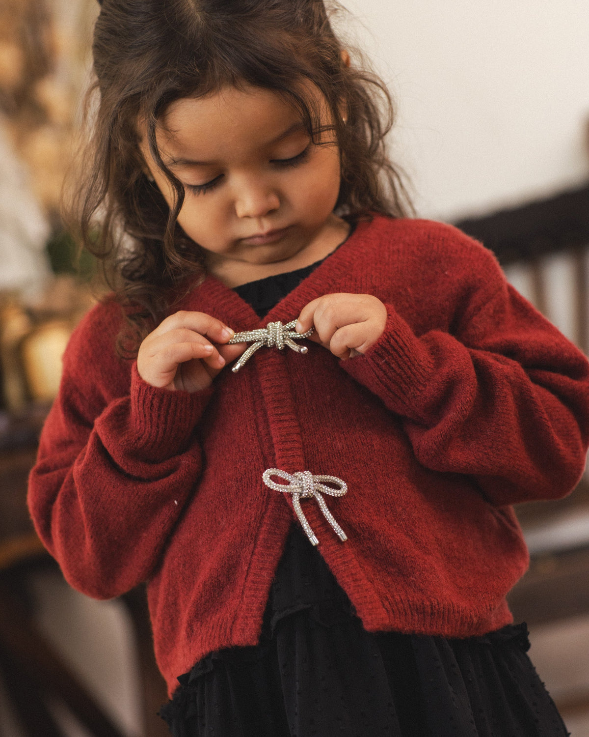 Bow Cardigan Ruby
