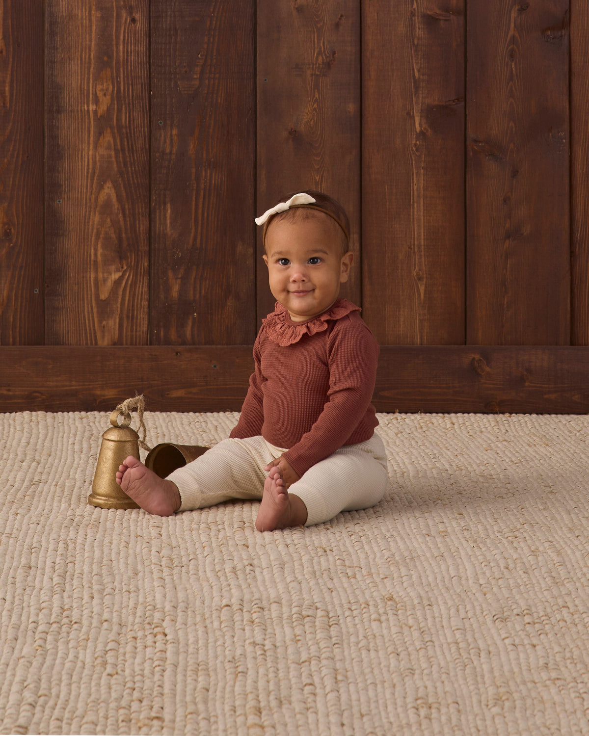 Ruffle Collar Bodysuit Redwood - Rylee + Cru | Kids Clothes | Trendy Baby Clothes | Modern Infant Outfits |