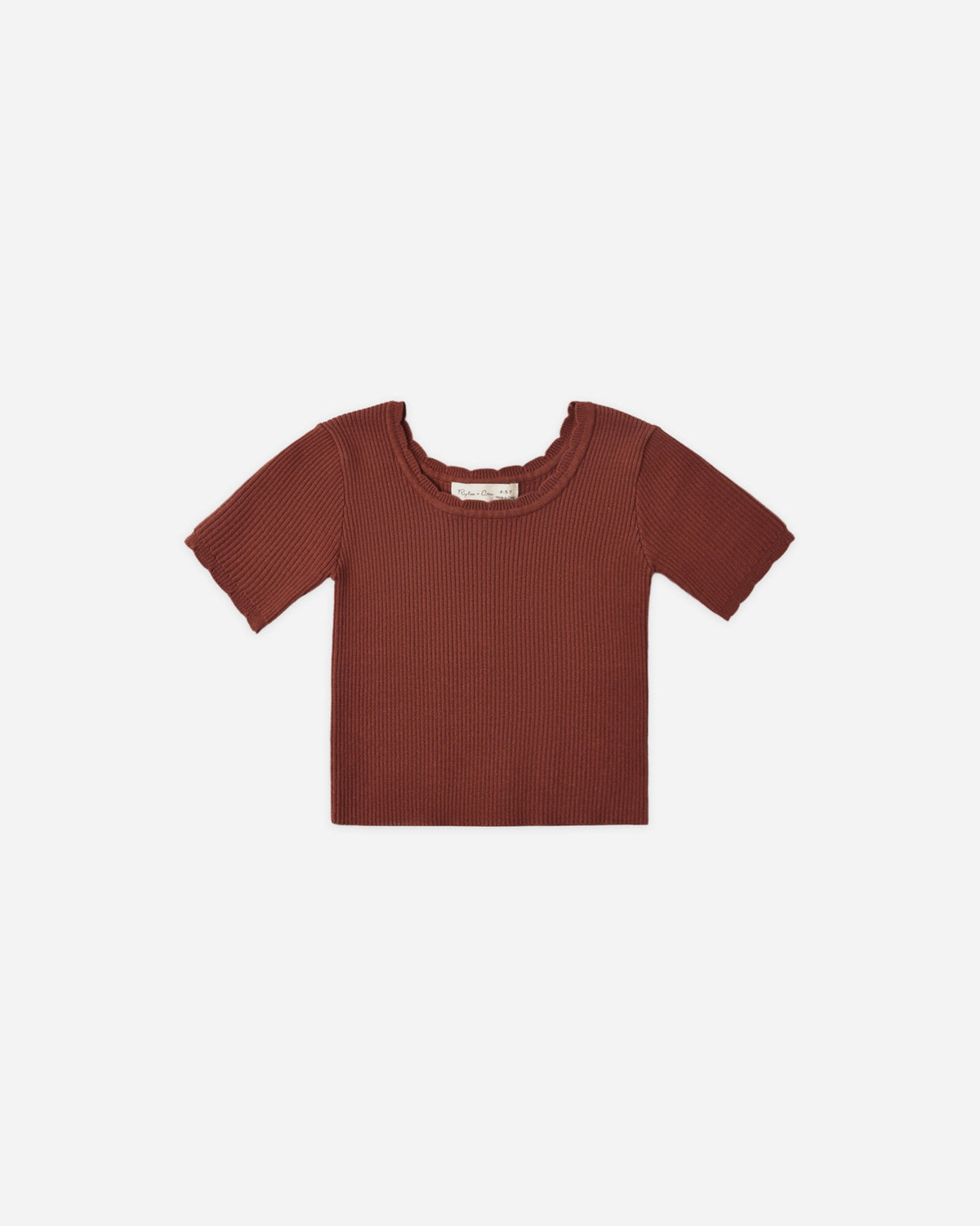 Scallop Tee Brick - Rylee + Cru | Kids Clothes | Trendy Baby Clothes | Modern Infant Outfits |