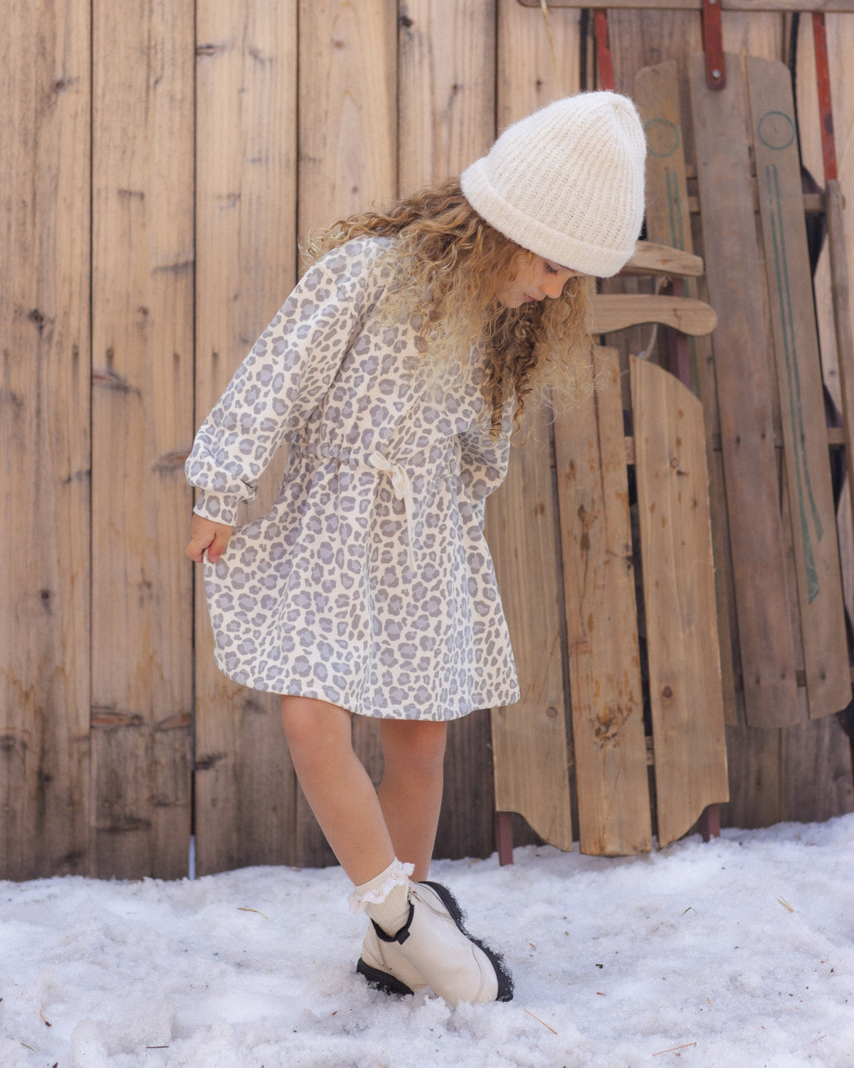 Tate Dress Blue Leopard - Rylee + Cru | Kids Clothes | Trendy Baby Clothes | Modern Infant Outfits |