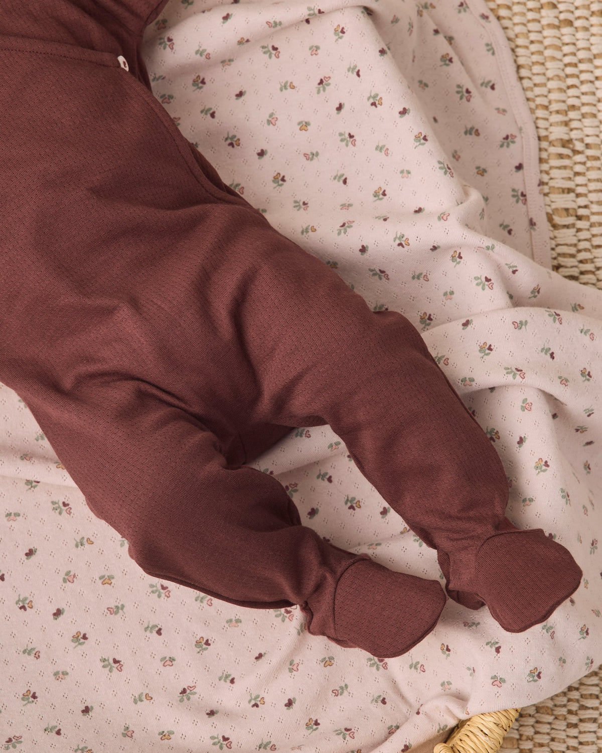 Pointelle Wrap Footie Black Cherry - Rylee + Cru | Kids Clothes | Trendy Baby Clothes | Modern Infant Outfits |