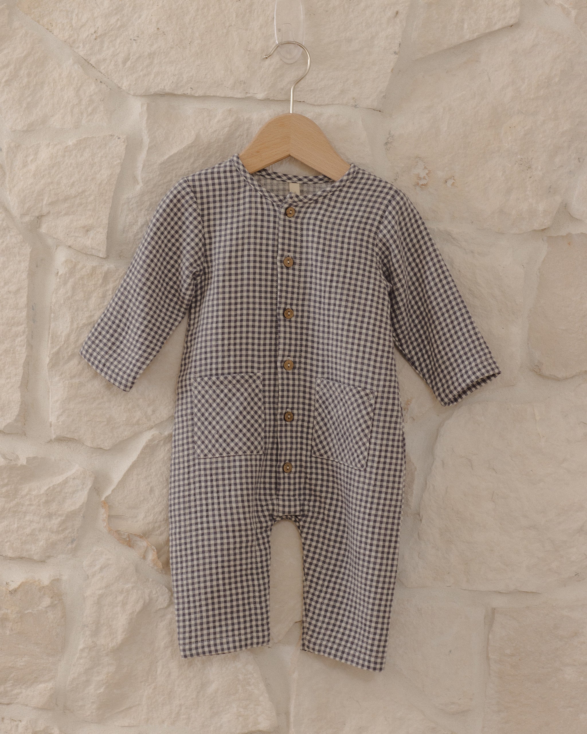Pocketed Woven Jumpsuit Midnight Gingham - Rylee + Cru | Kids Clothes | Trendy Baby Clothes | Modern Infant Outfits |