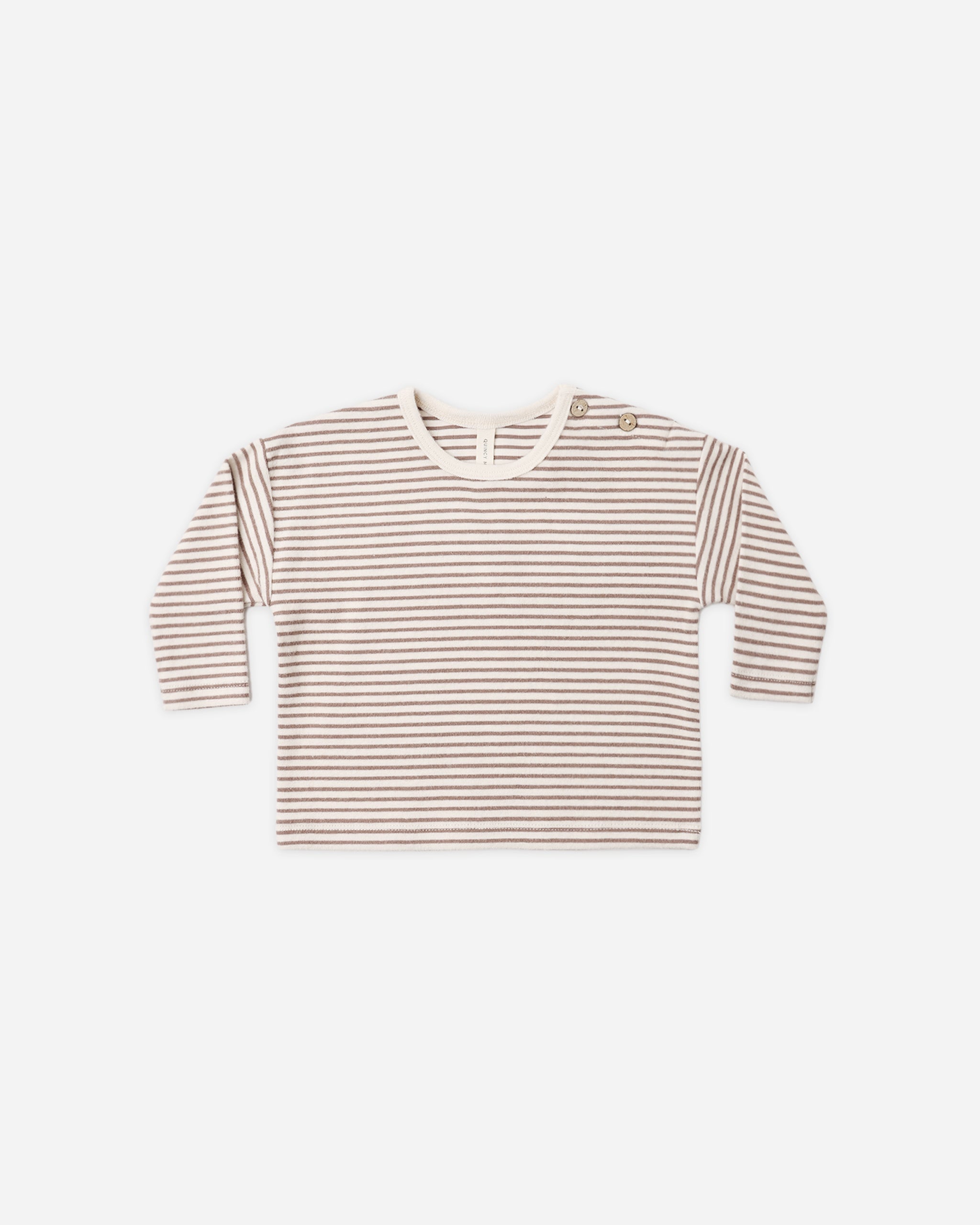 Long Sleeve Tee Cocoa Microstripe - Rylee + Cru | Kids Clothes | Trendy Baby Clothes | Modern Infant Outfits |