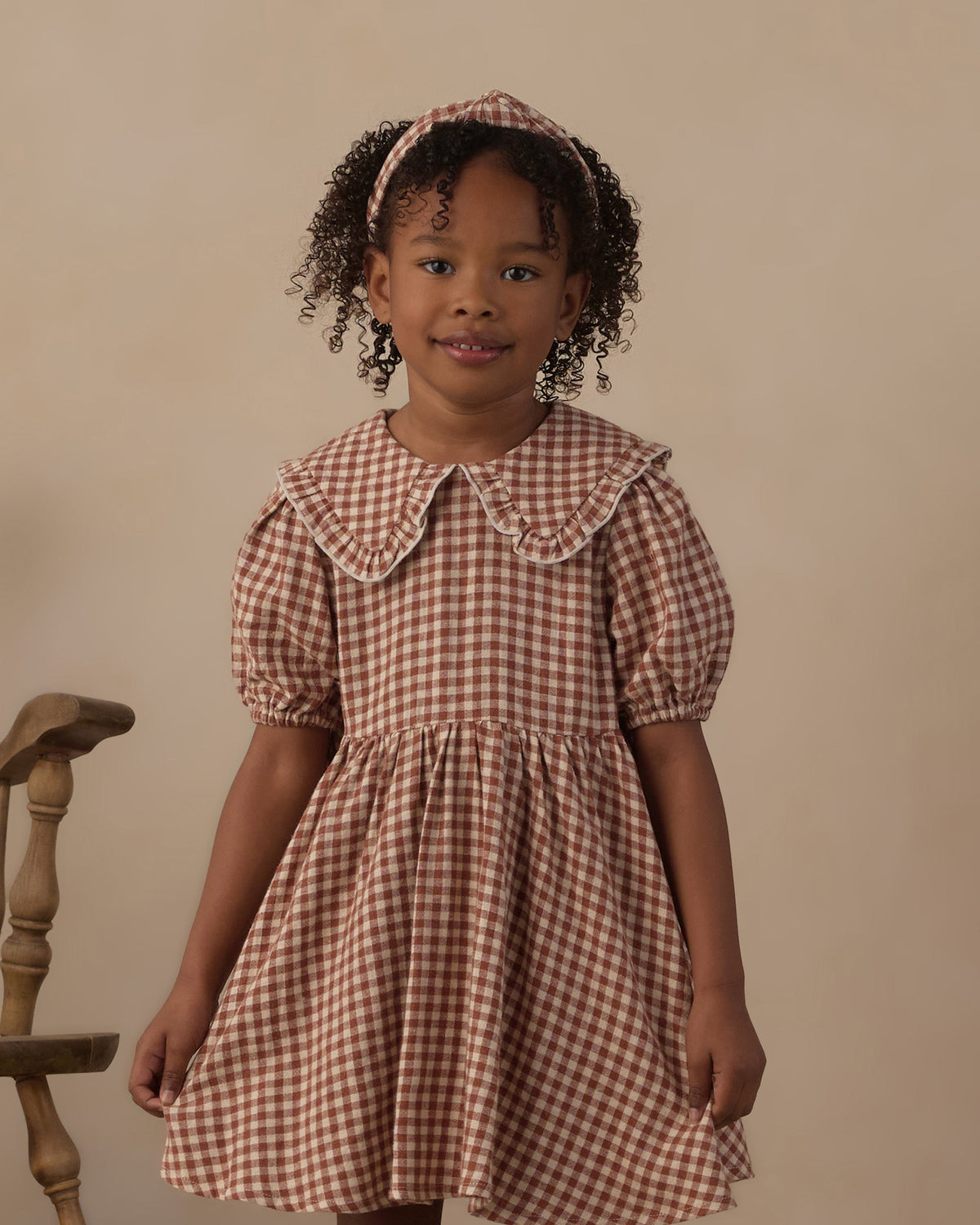 Camille Dress Brick Check - Rylee + Cru | Kids Clothes | Trendy Baby Clothes | Modern Infant Outfits |