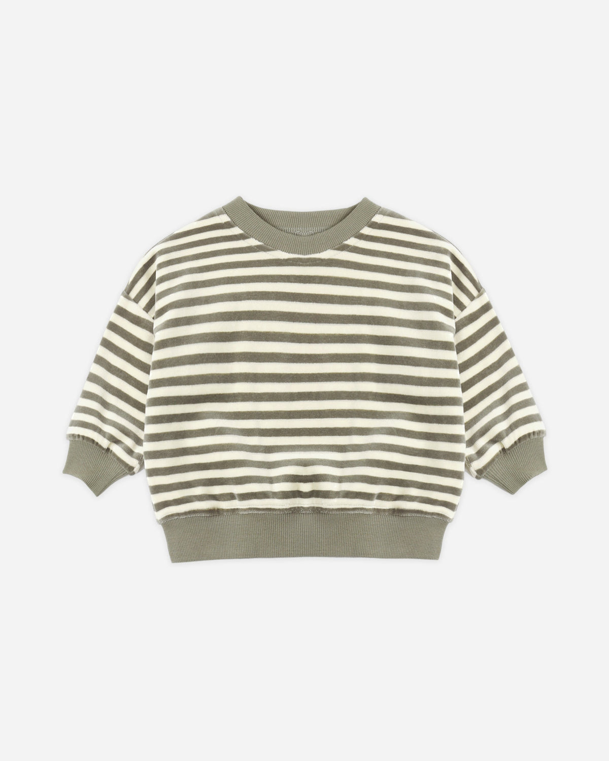 Velour Relaxed Sweatshirt Spruce Stripe - Rylee + Cru | Kids Clothes | Trendy Baby Clothes | Modern Infant Outfits |