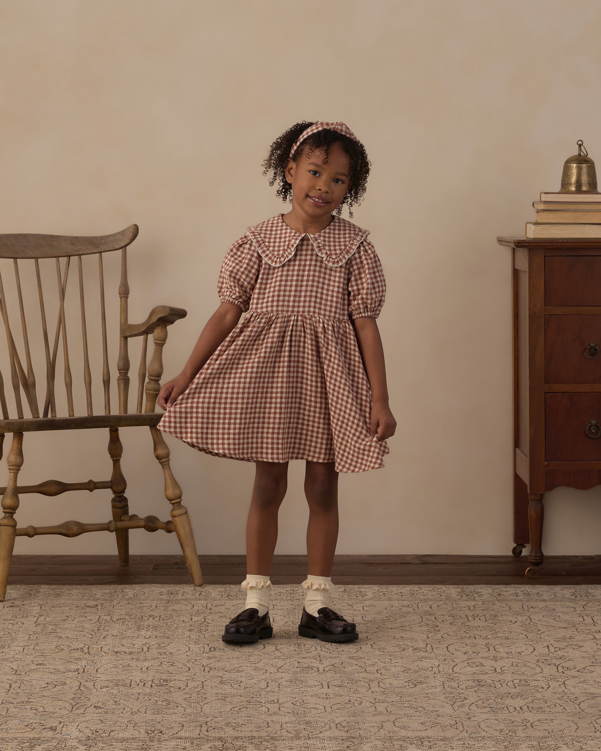 Camille Dress Brick Check - Rylee + Cru | Kids Clothes | Trendy Baby Clothes | Modern Infant Outfits |