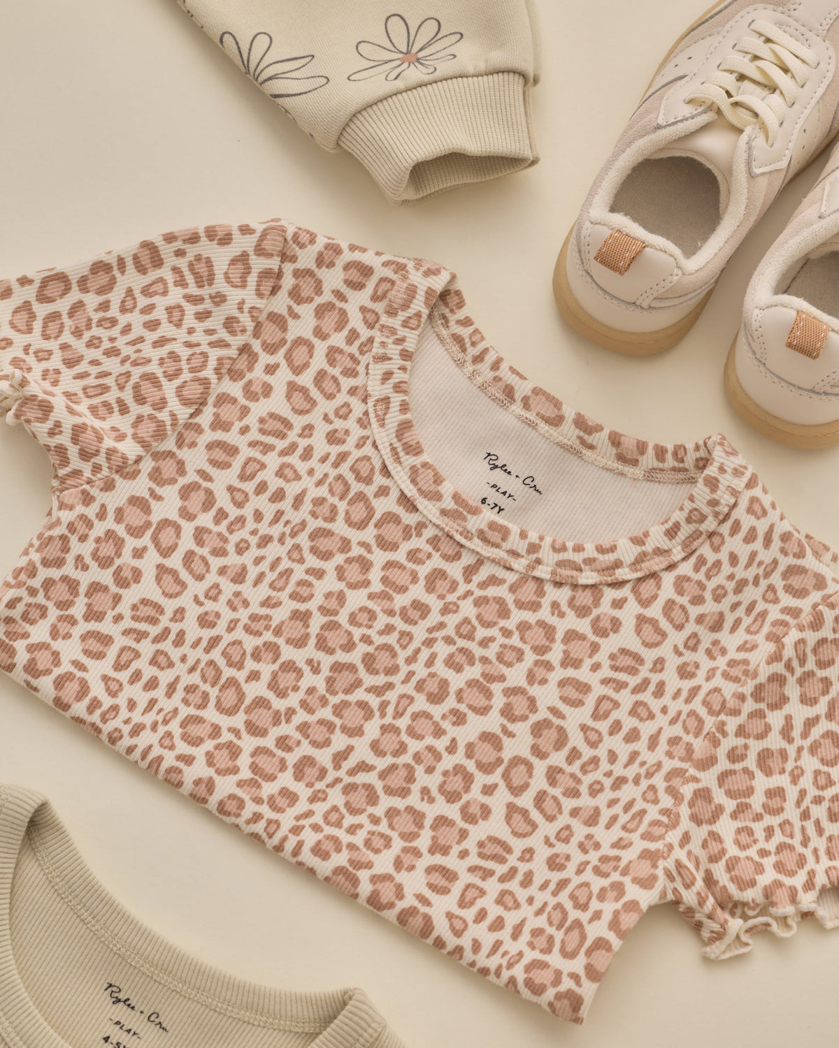 Ribbed Basic Tee Pink Leopard - Rylee + Cru | Kids Clothes | Trendy Baby Clothes | Modern Infant Outfits |